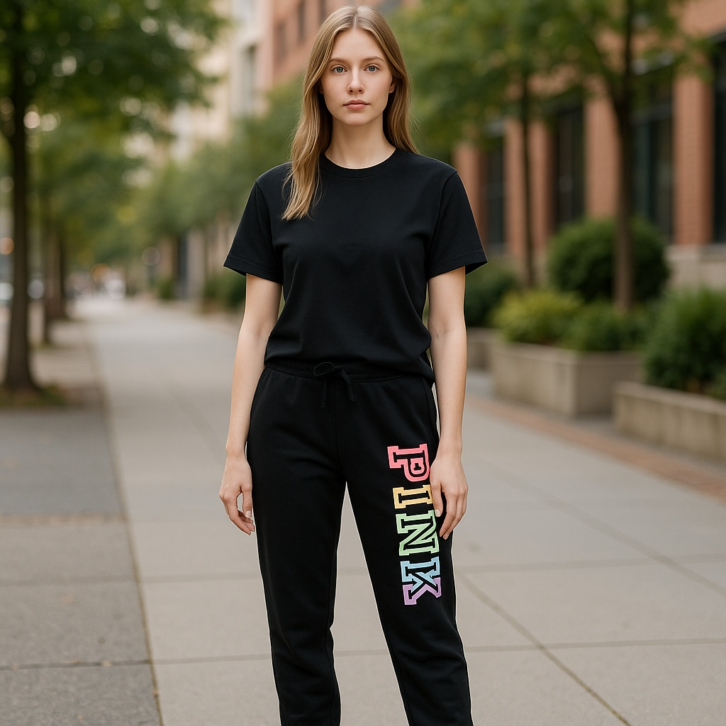 Victoria Secret Pink Ombré Rainbow Logo Joggers