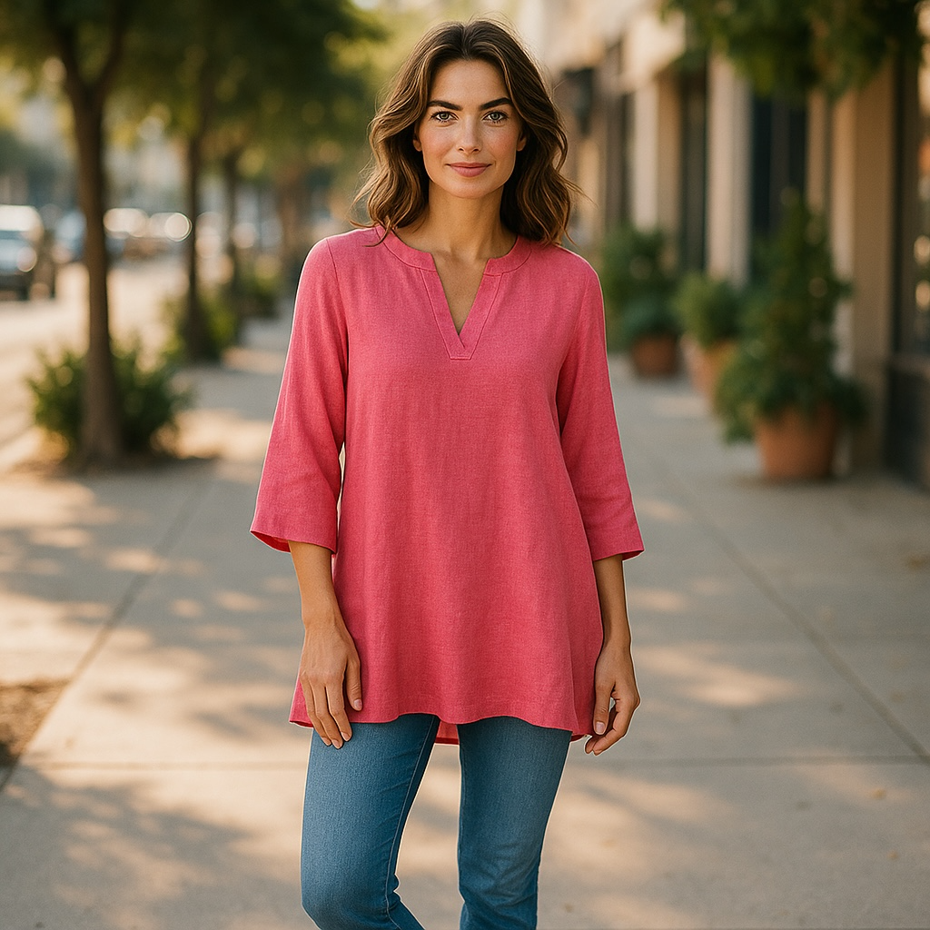Lands’ End 3/4 Sleeve Linen Blend Tunic (M)