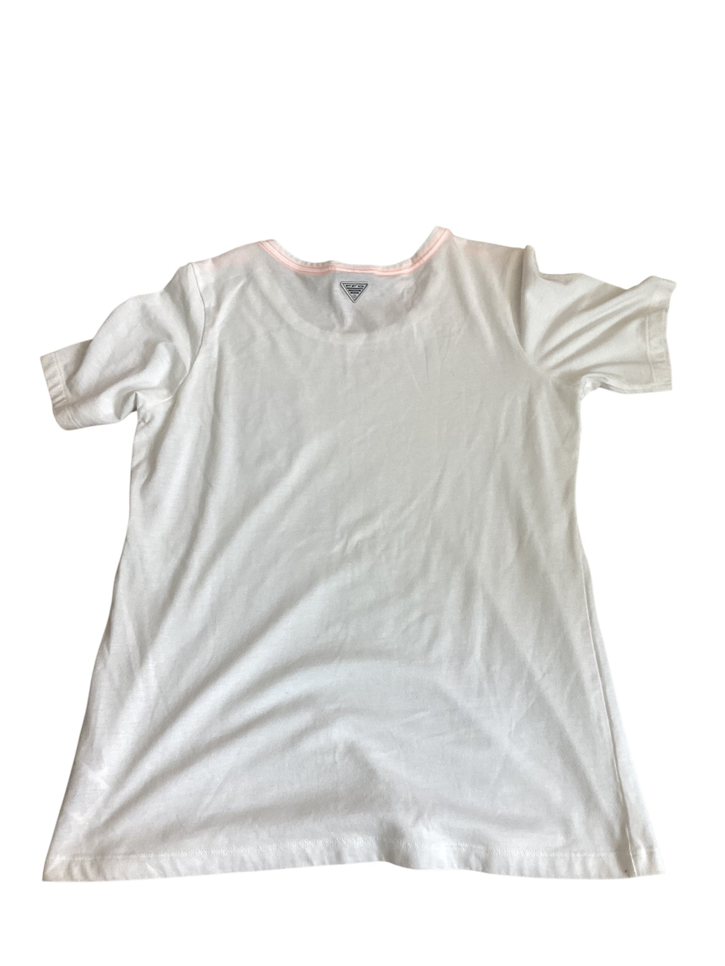 Columbia Sportswear Women’s White Shirt with Blue Patch – Size Medium