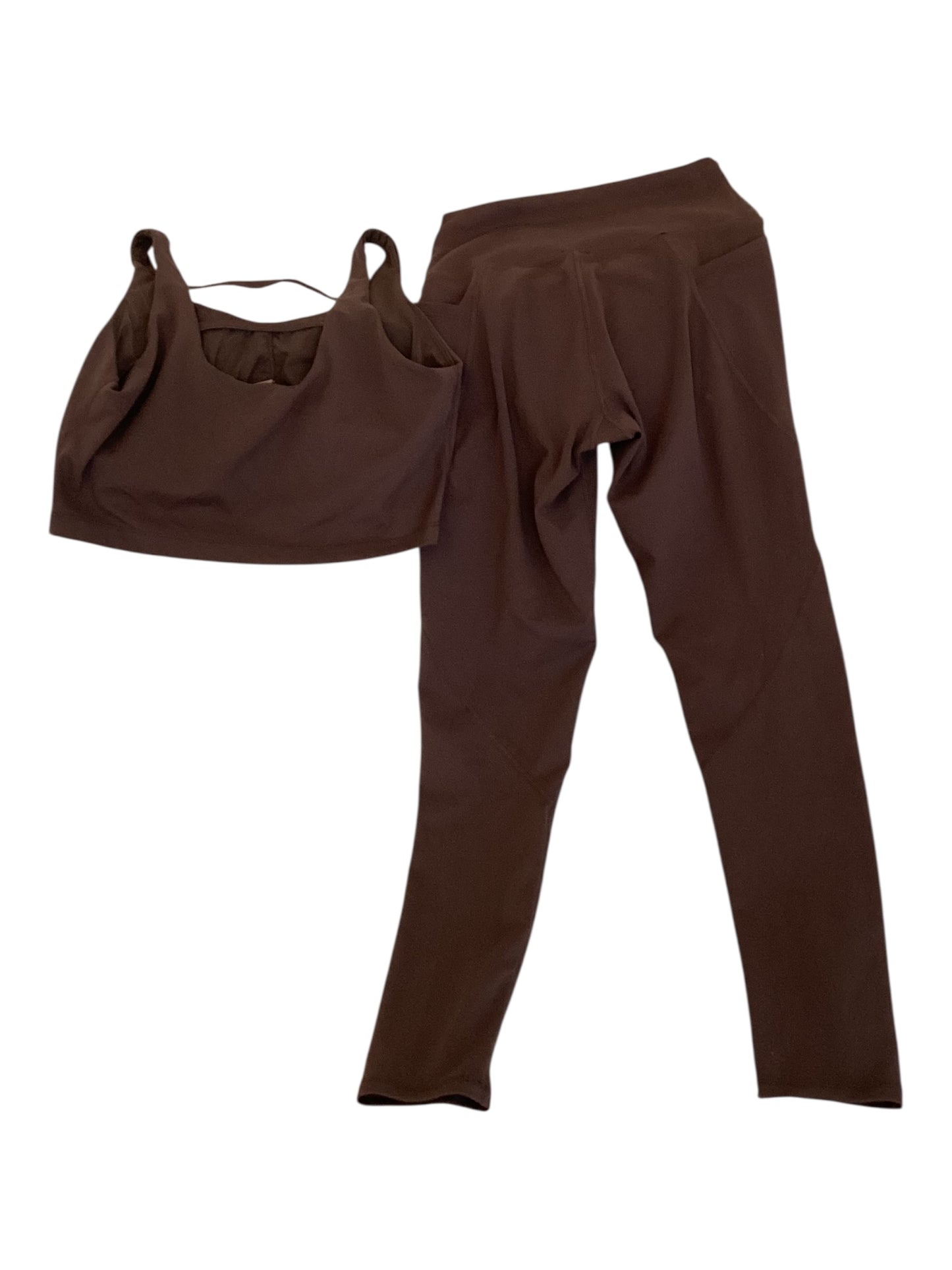 Women’s Mono B Activewear Set – Brown Leggings (Small) & Sports Bra Top (Medium) | Athleisure Workout Outfit