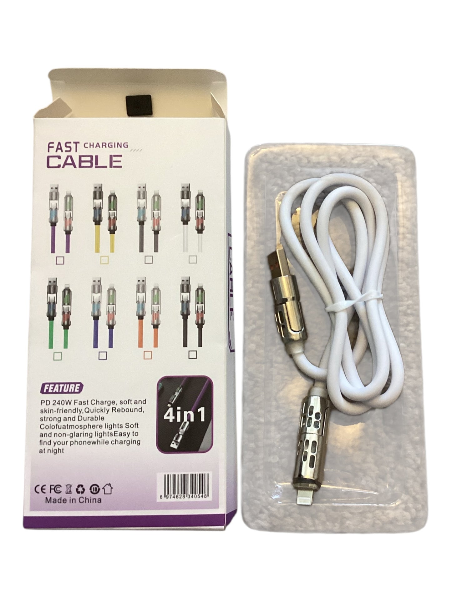 240W Fast Charger Cable 2-in-2 Short 4 Inch Charging Cord | High Speed Durable Power Cable