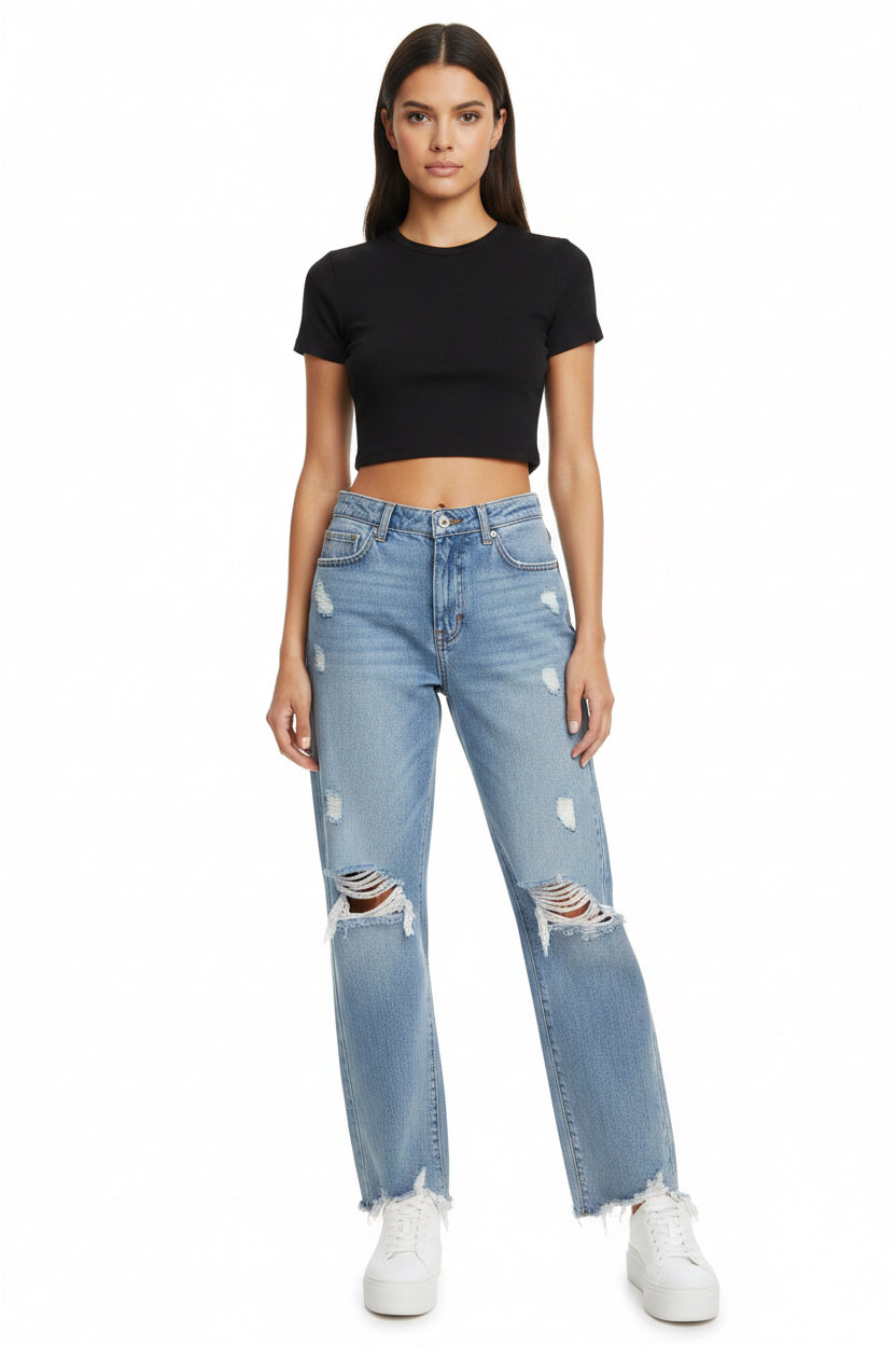 Missguided Distressed Jeans Women’s Size 6 High Waisted Straight