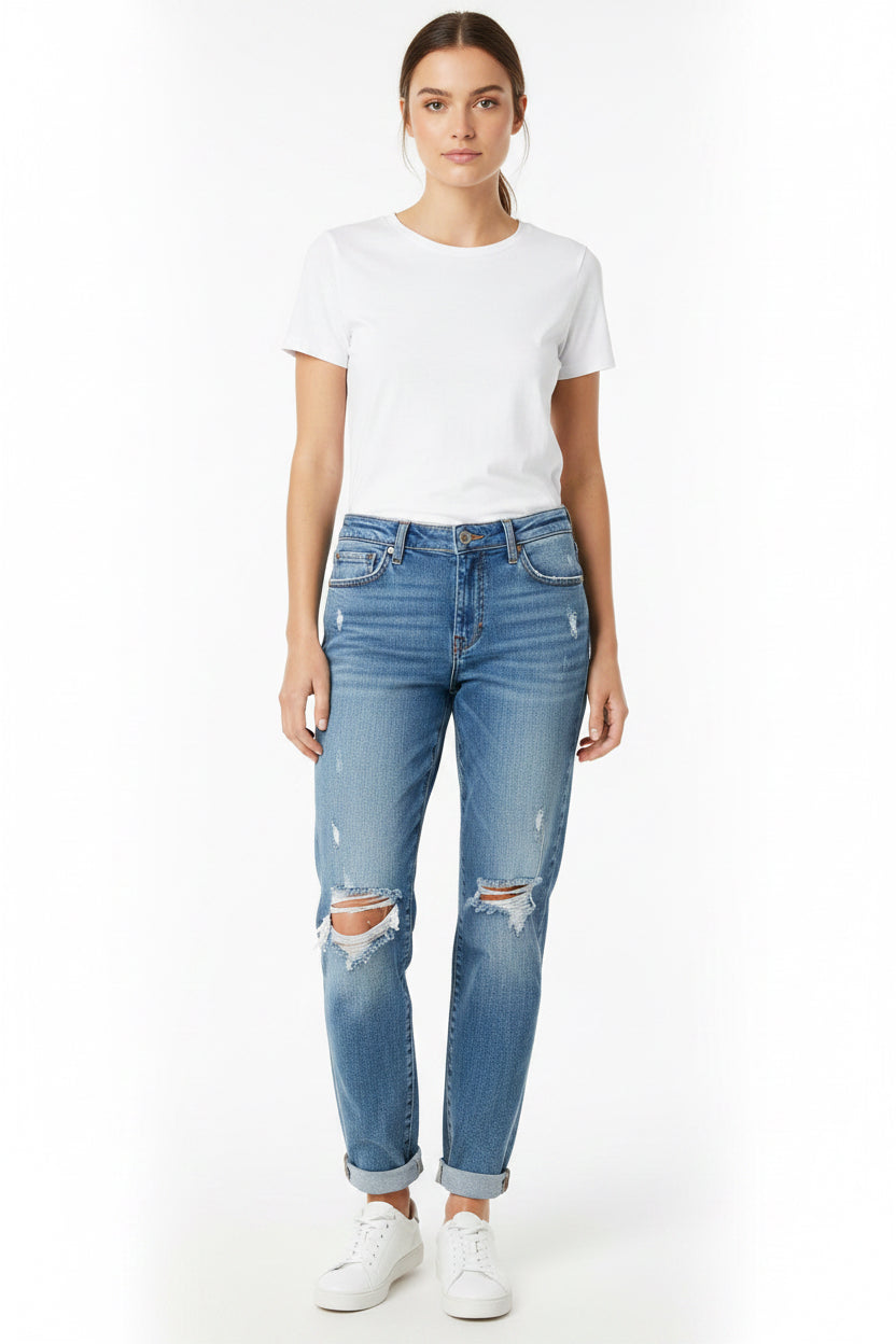 KENDALL + KYLIE The Kontour High Rise Distressed Dark Wash Jeans Women’s Size 7/28