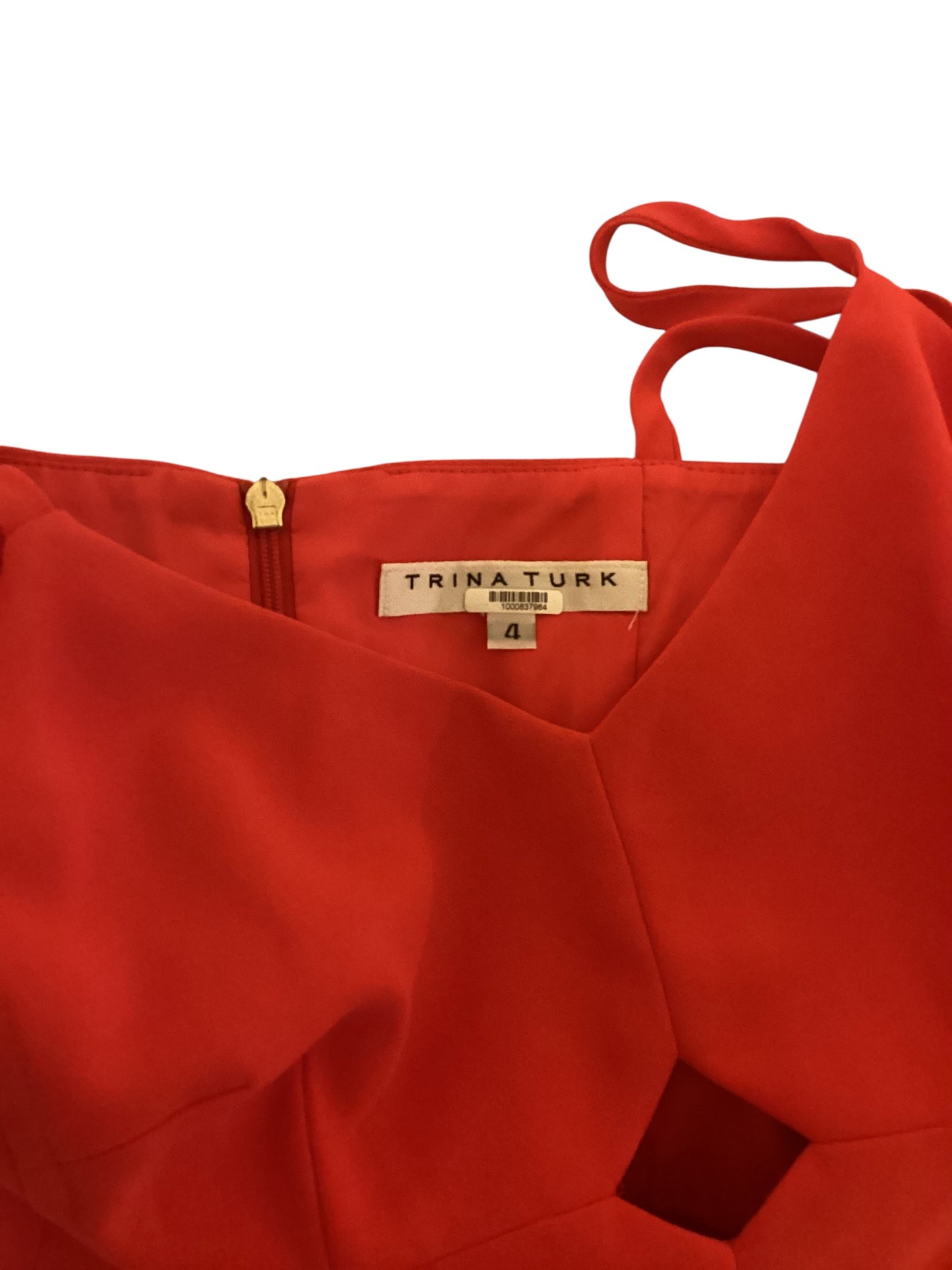 Trina Turk Sunbeam Jumpsuit – Red / Sunset Tangerine Diamond Cutout Romper Size 4