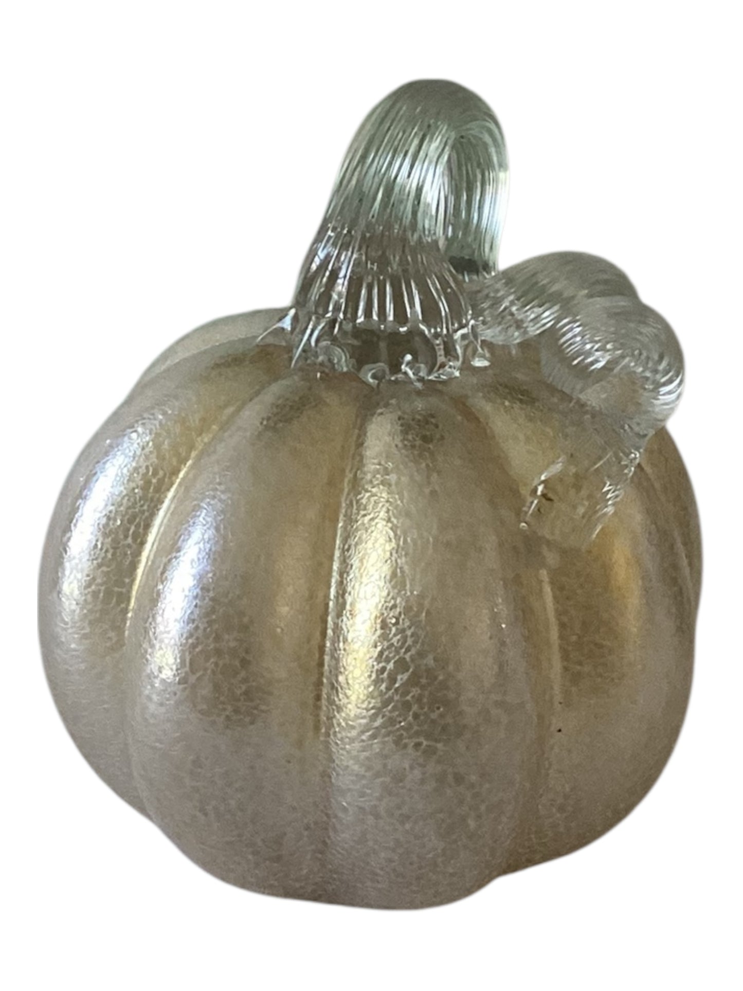 Glass Blown Clear and Gold Speckled pumpkin Decor