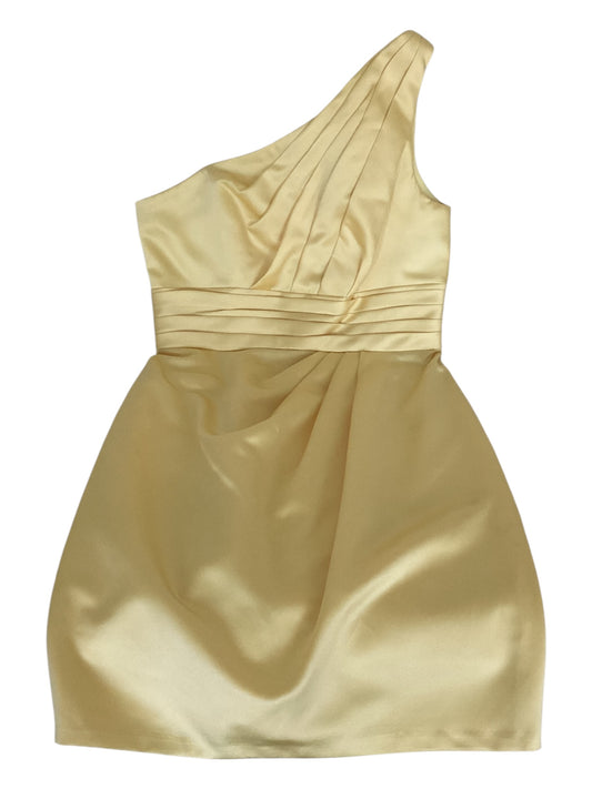 David’s Bridal one Shoulder Satin Dress With Pleated Bodice Size 8 Canary Yellow