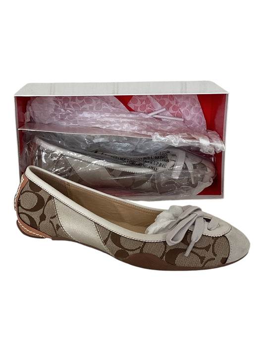 Women’s Coach Jasmine Flats Cream & Brown Size 8