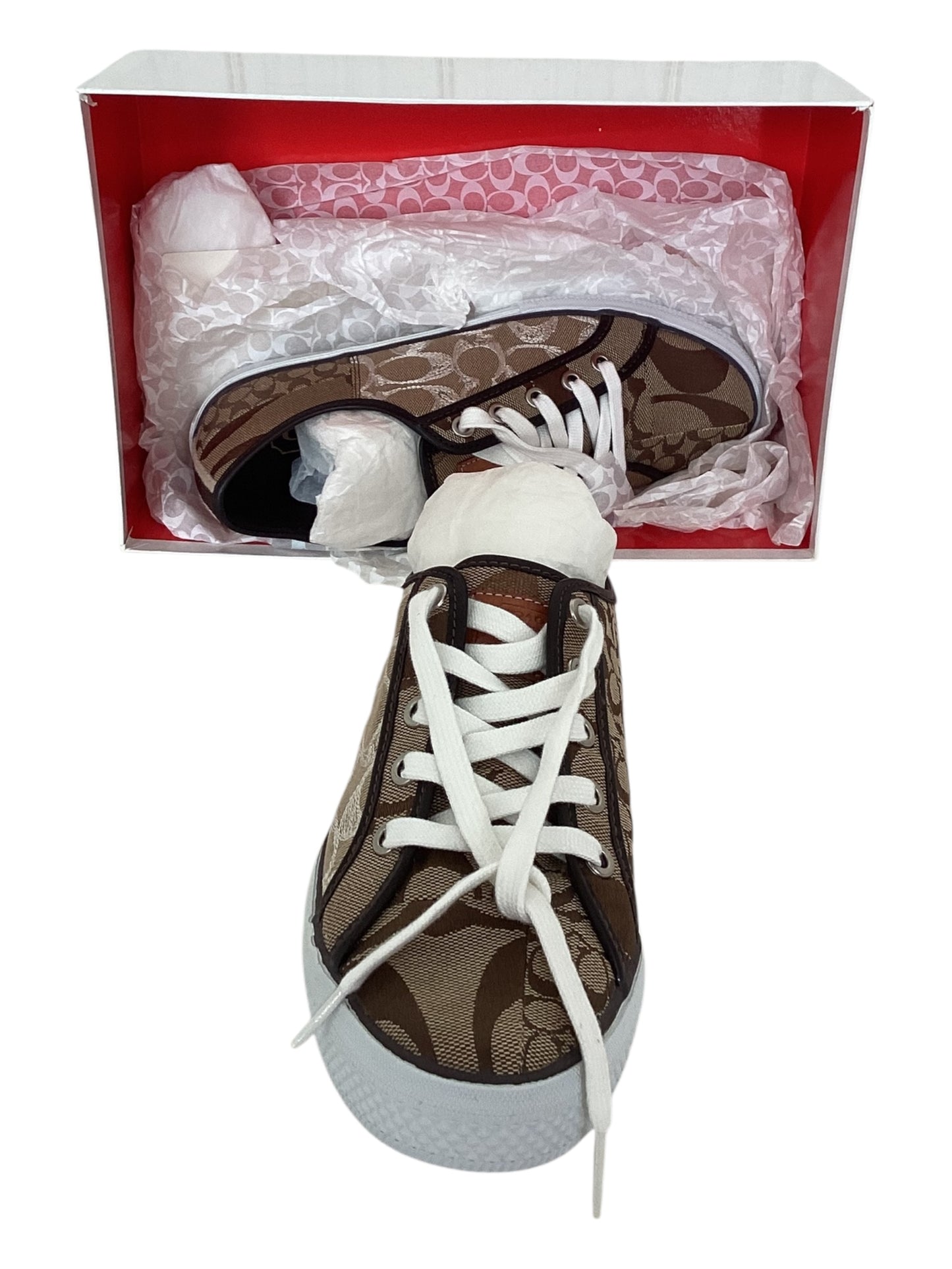 Women’s Coach Merl Sneakers Size 8 Color Bronze,Brown & Cream