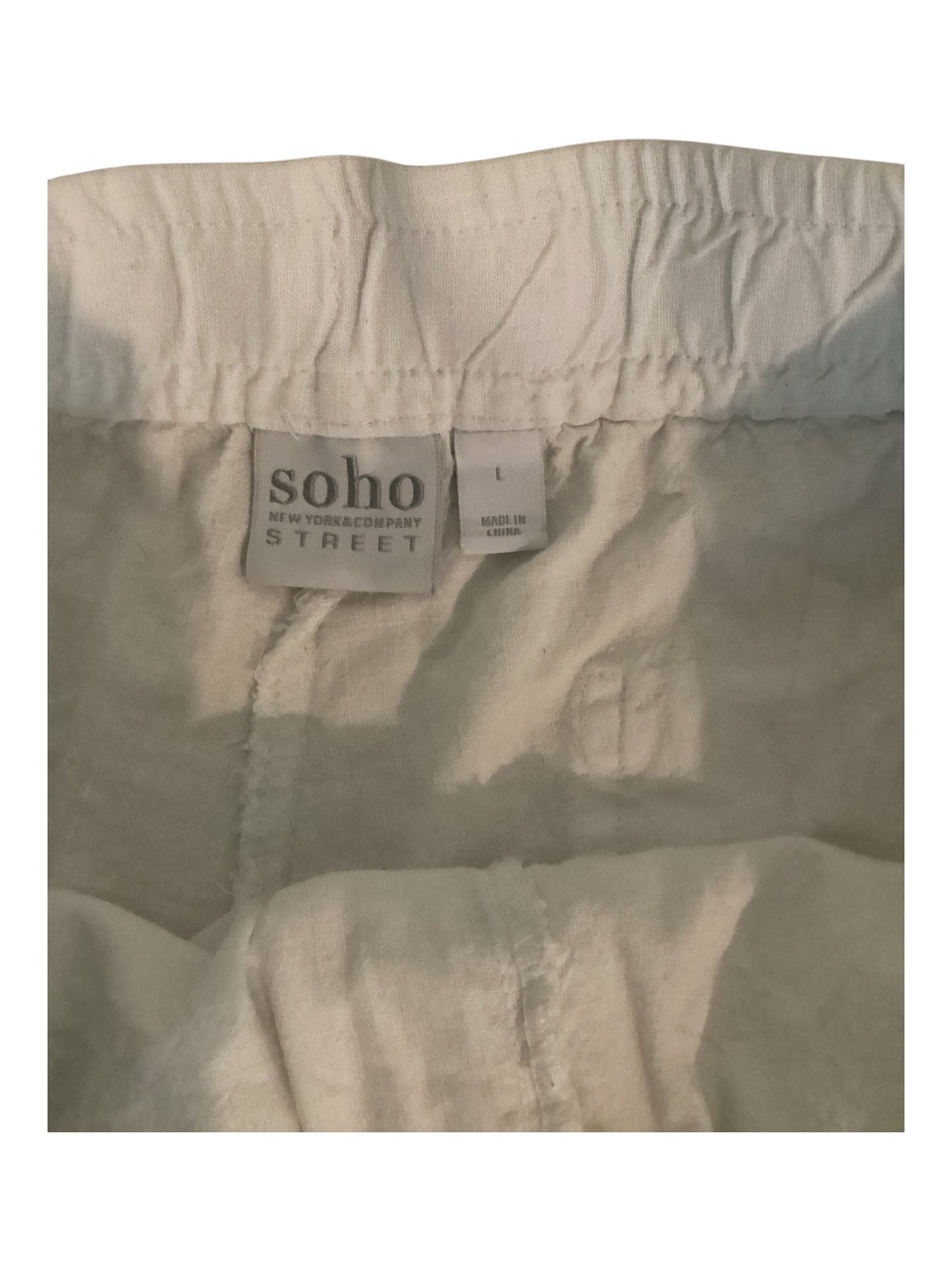 NY&C SOHO Women’s Linen Viscose Blend Drawstring Short (L)