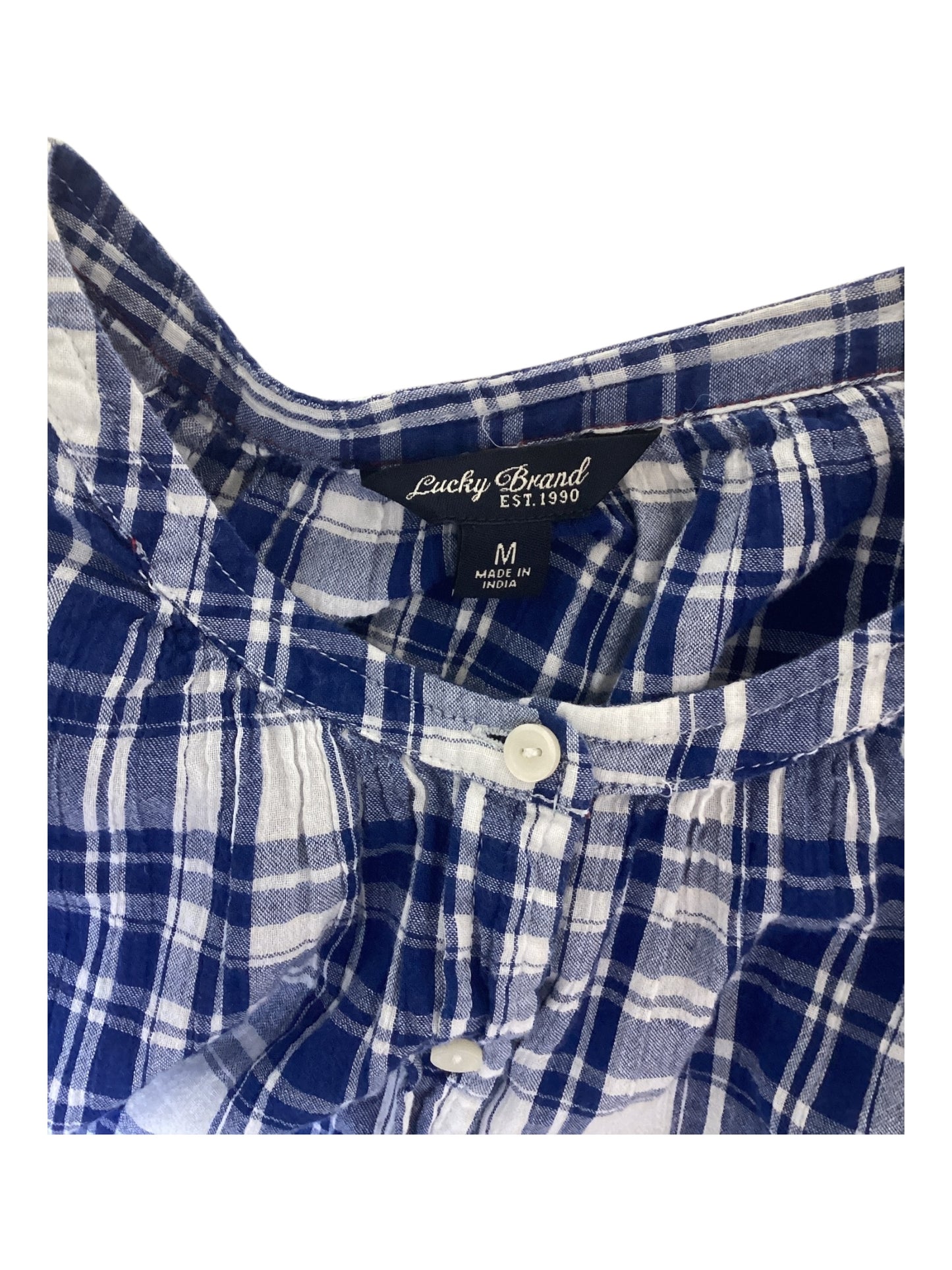 Blue and White Plaid Button Down Oversized Tunic