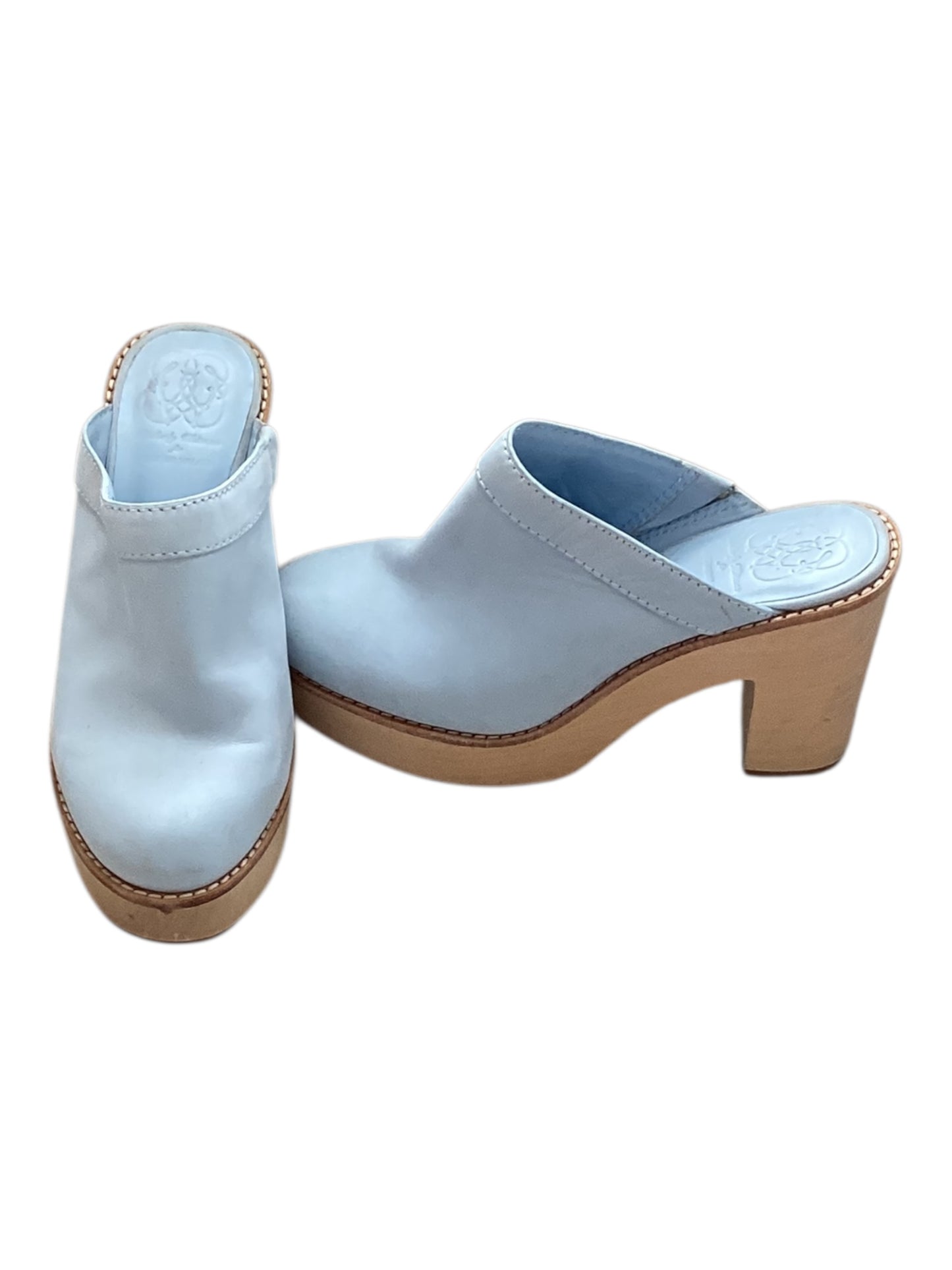 Antonio Melani x Kimberly Whitman Camilla Sky Blue Leather Clogs