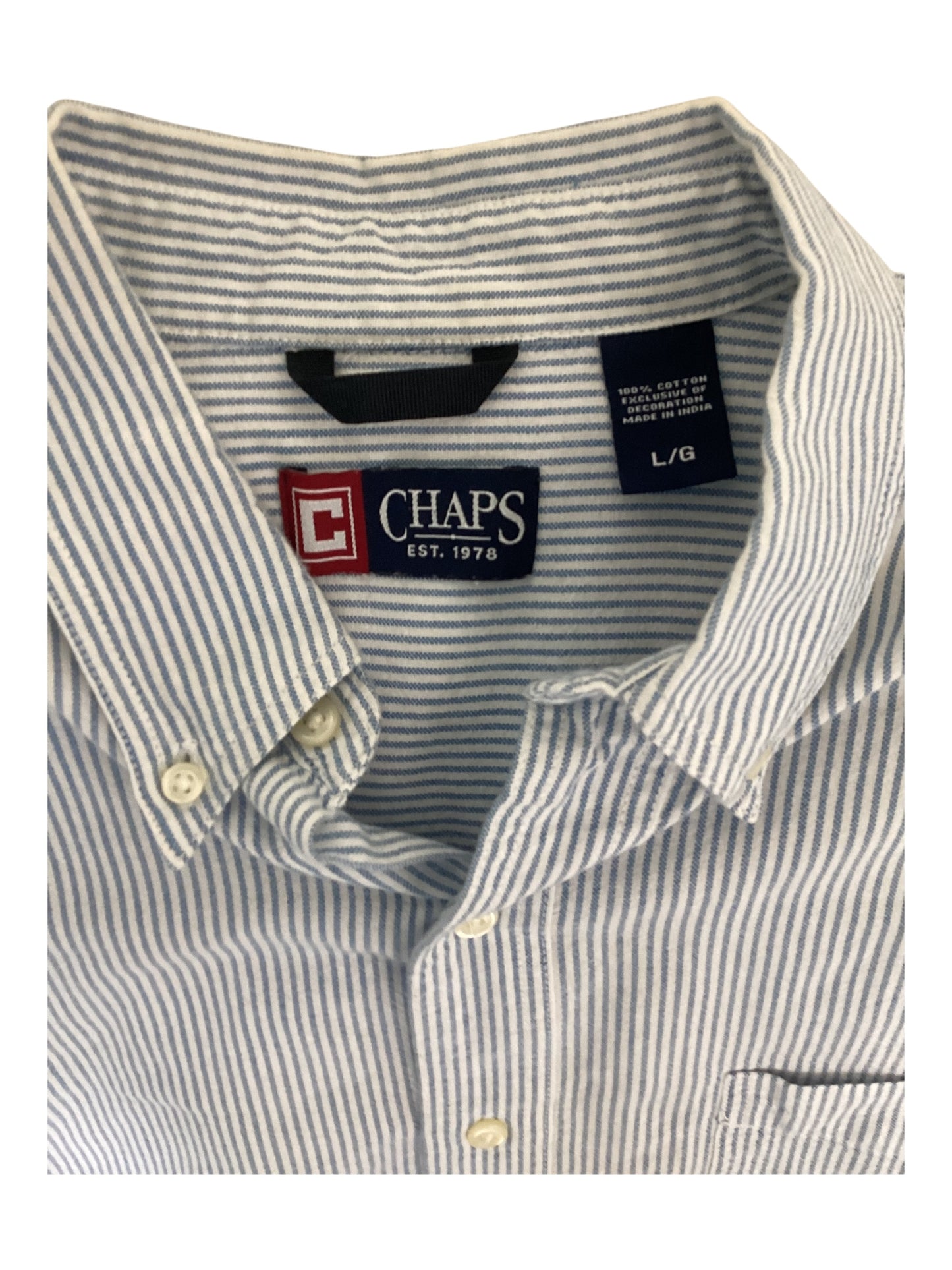 Chaps Long Sleeve 100% Cotton Oxford Button Up (L)