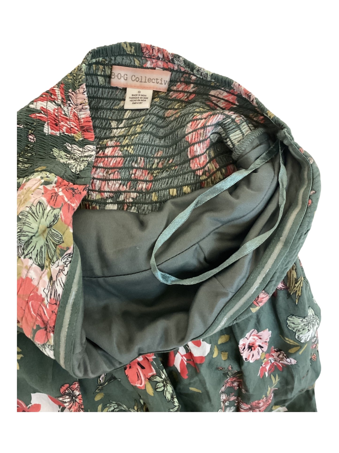 Band Of Gypsies Sage Floral Strapless Jumpsuit Size S