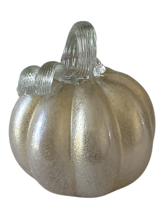 Glass Blown Clear and Gold Speckled pumpkin Decor
