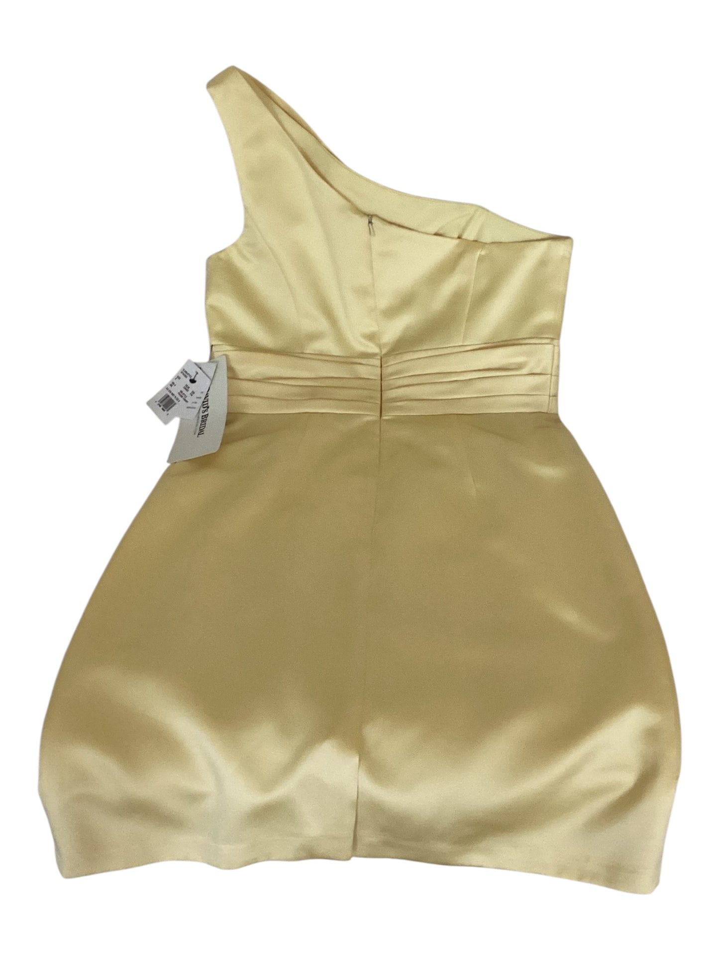 David’s Bridal one Shoulder Satin Dress With Pleated Bodice Size 8 Canary Yellow
