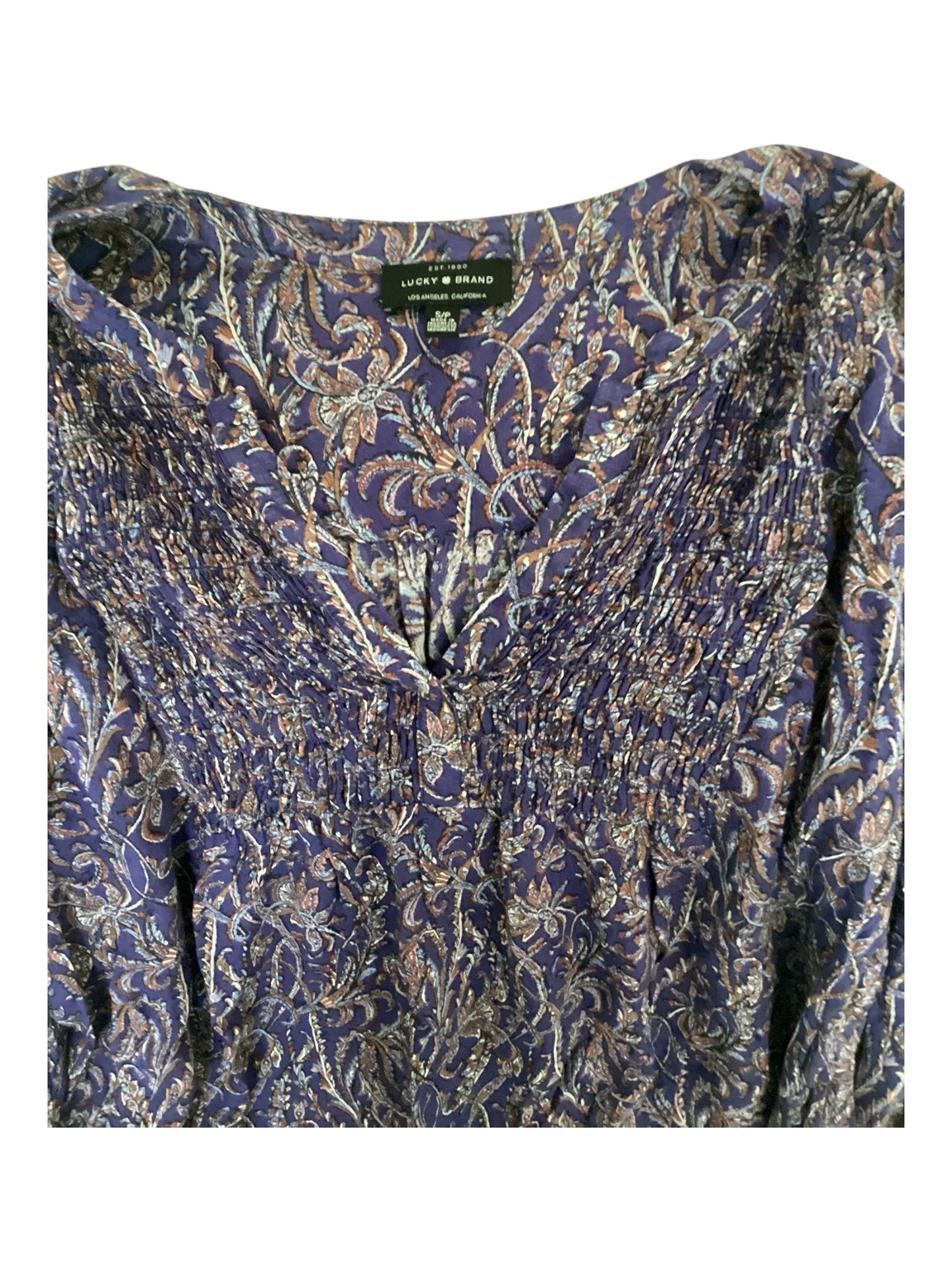 Women’s Lucky Brand Purple Floral Blouse Size SP