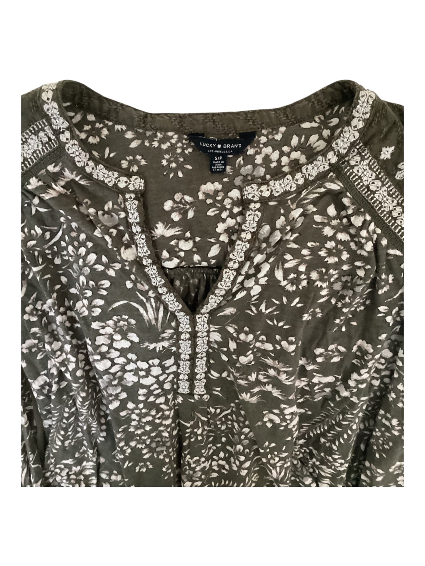 Women’s Lucky Brand Dark Green Floral Tunic Size SP