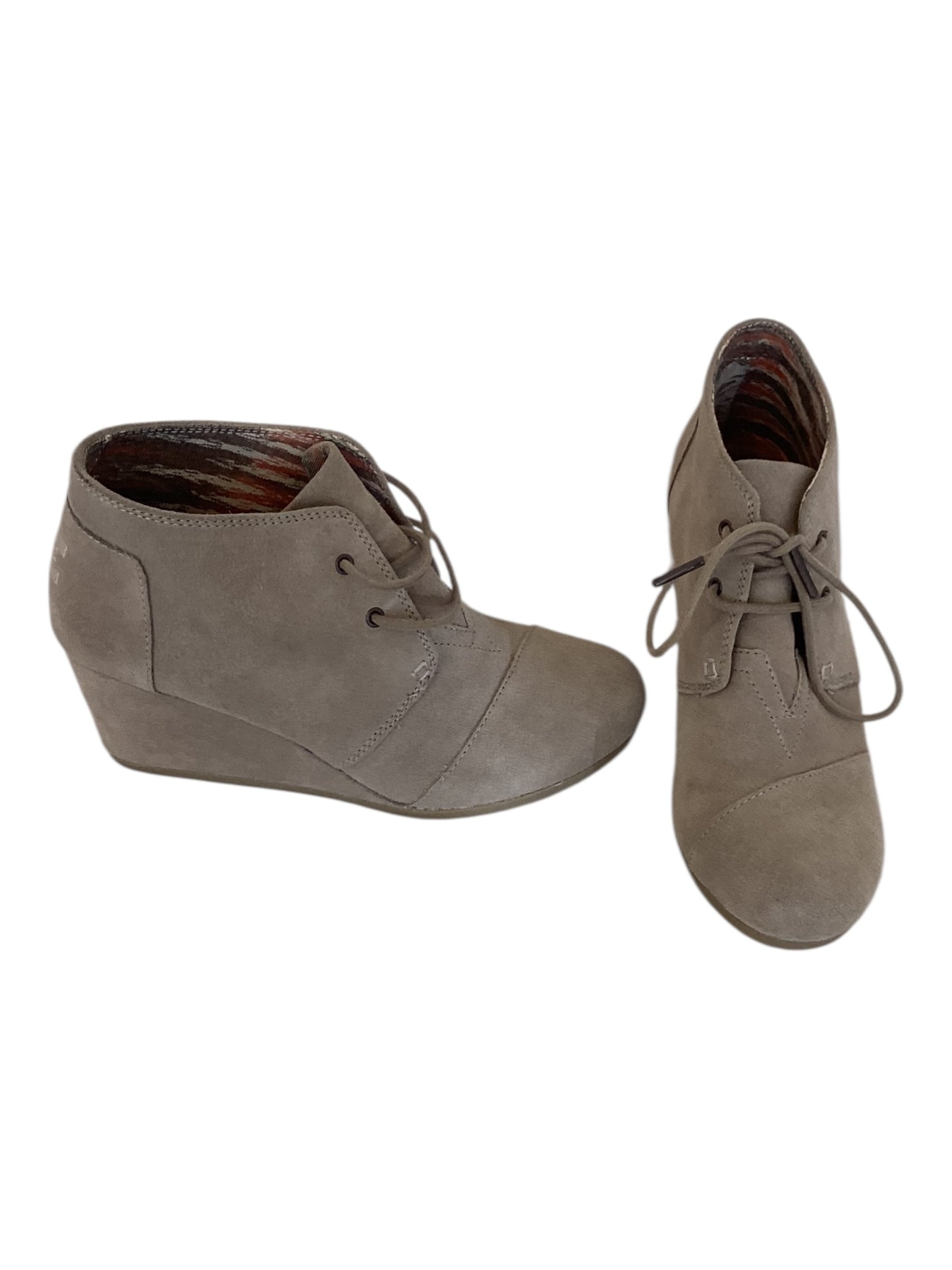 Tom’s Desert Wedge Lace Up Bootie Women’s Size 9W Taupe