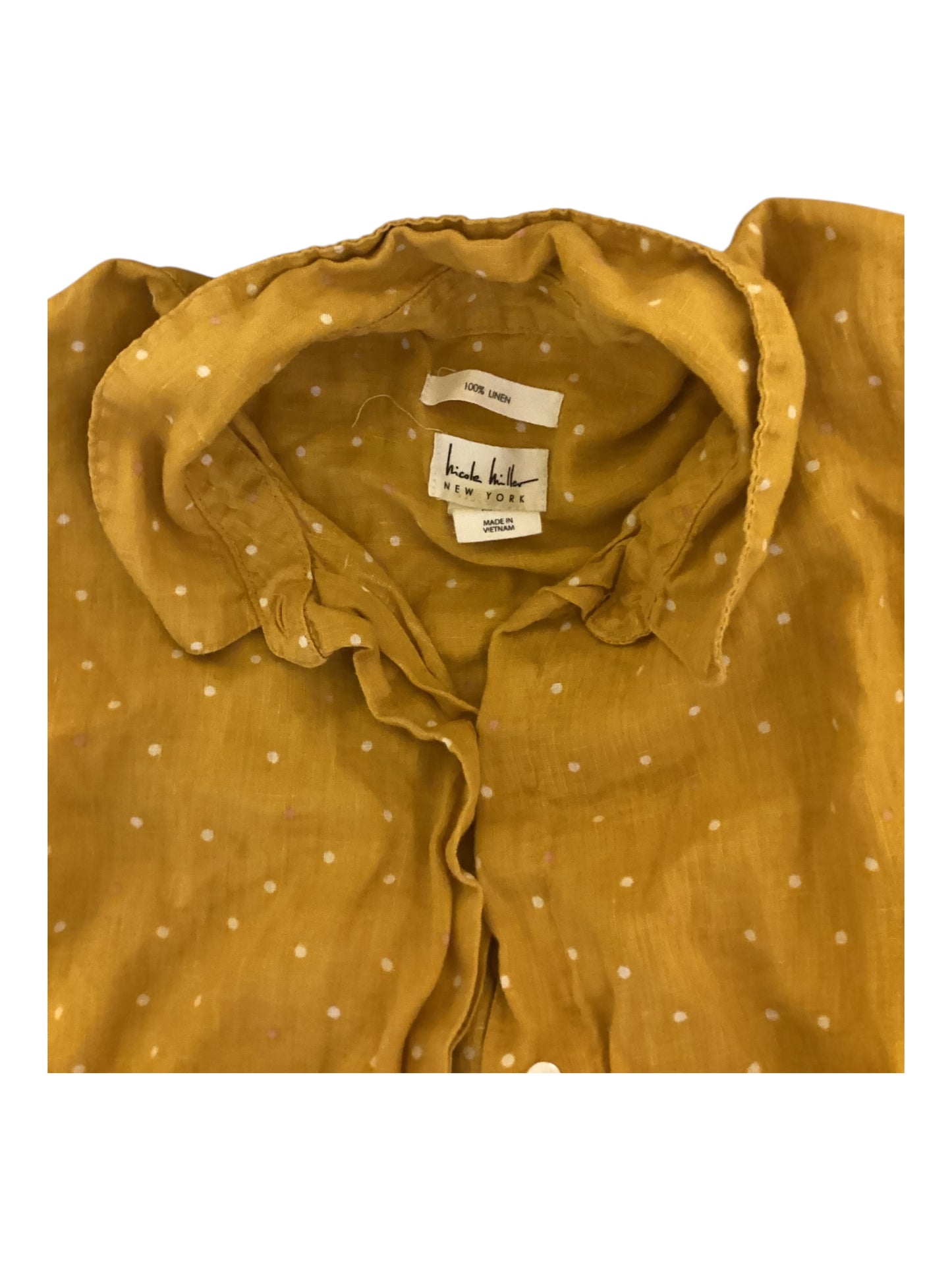 Nichole Miller Polka Dot 100% Linen Crop Blouse