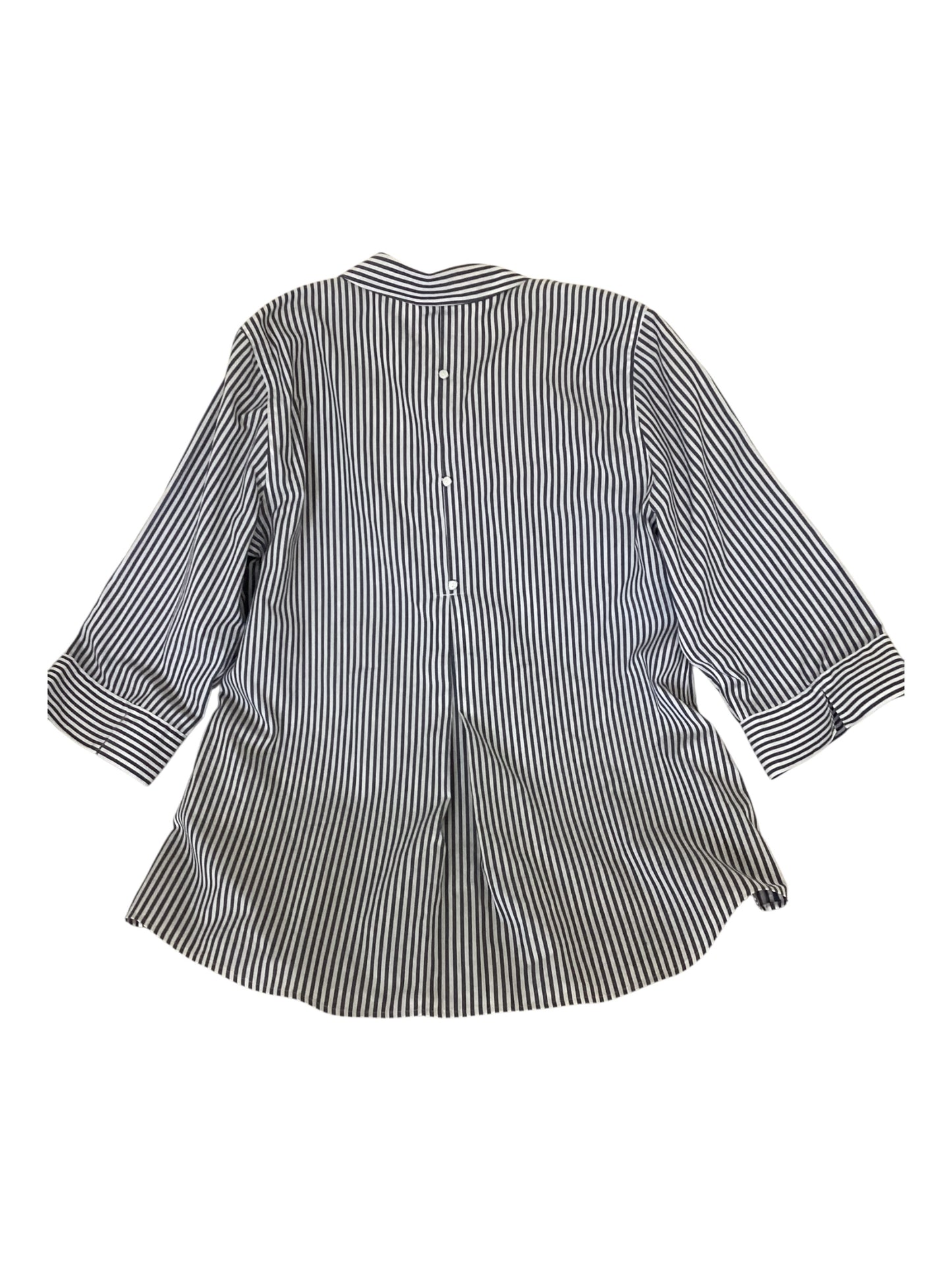 Chico’s No Iron Button Stripe Shirt (15) Gray