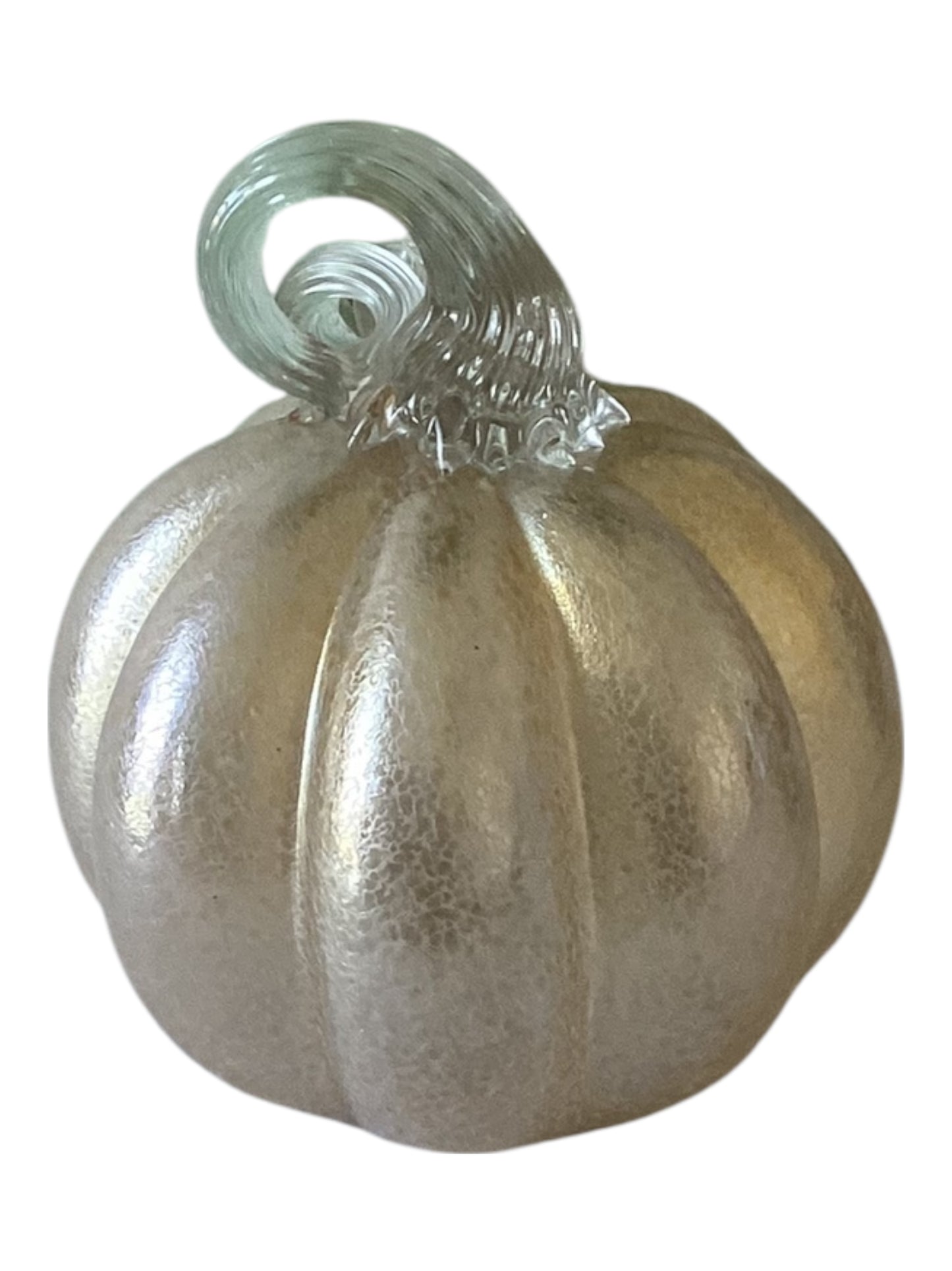 Glass Blown Clear and Gold Speckled pumpkin Decor