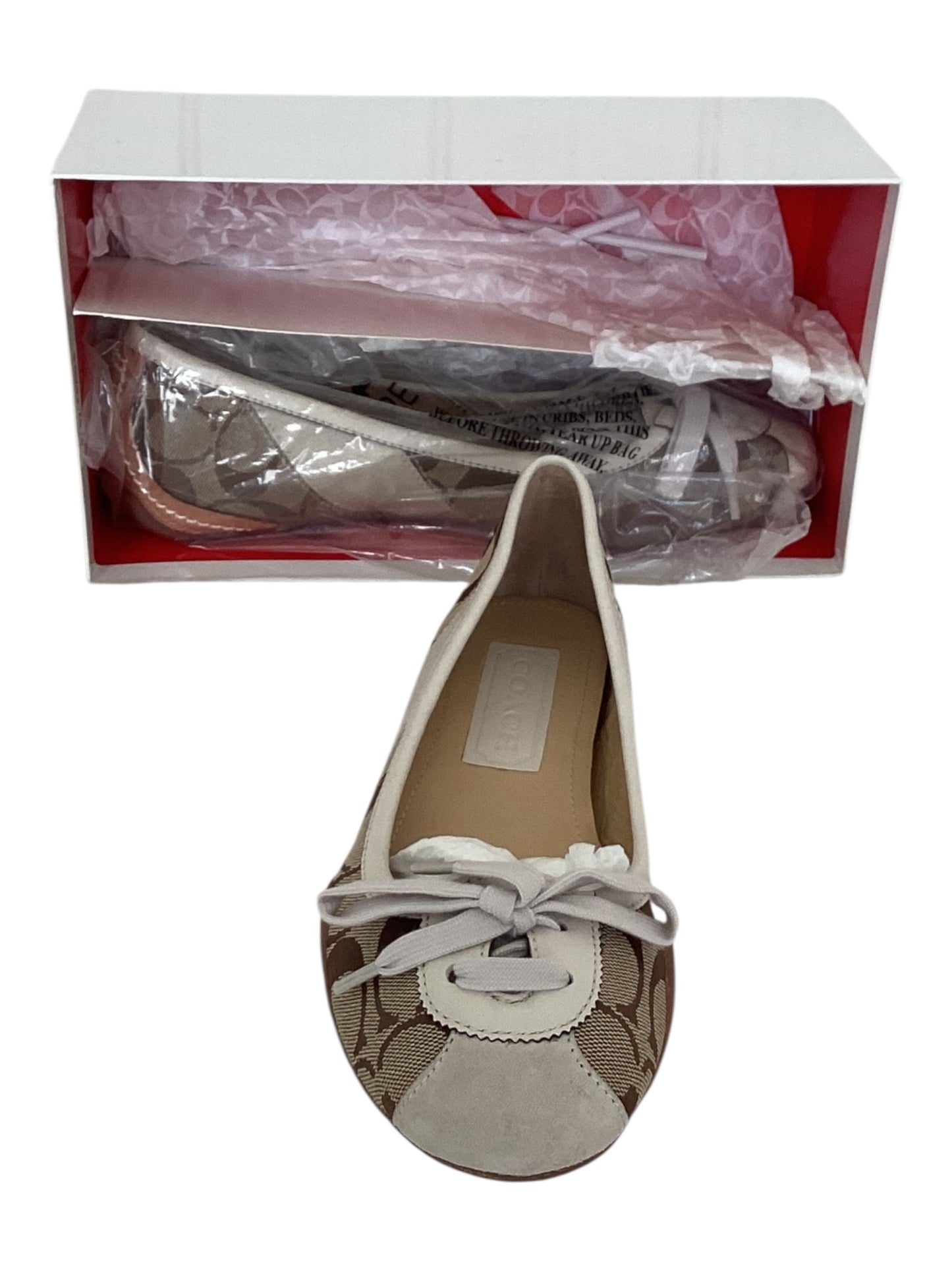 Women’s Coach Jasmine Flats Cream & Brown Size 8
