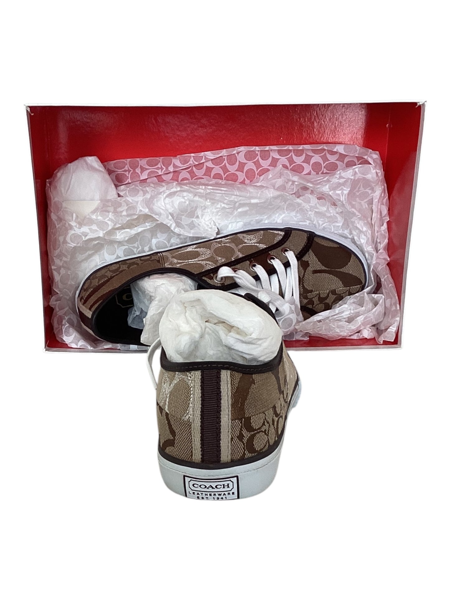 Women’s Coach Merl Sneakers Size 8 Color Bronze,Brown & Cream