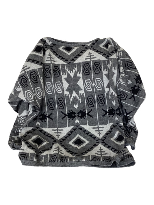 Jack Murphy Women’s Oversized Tribal Prin Sweater Size L GrayBlack and White