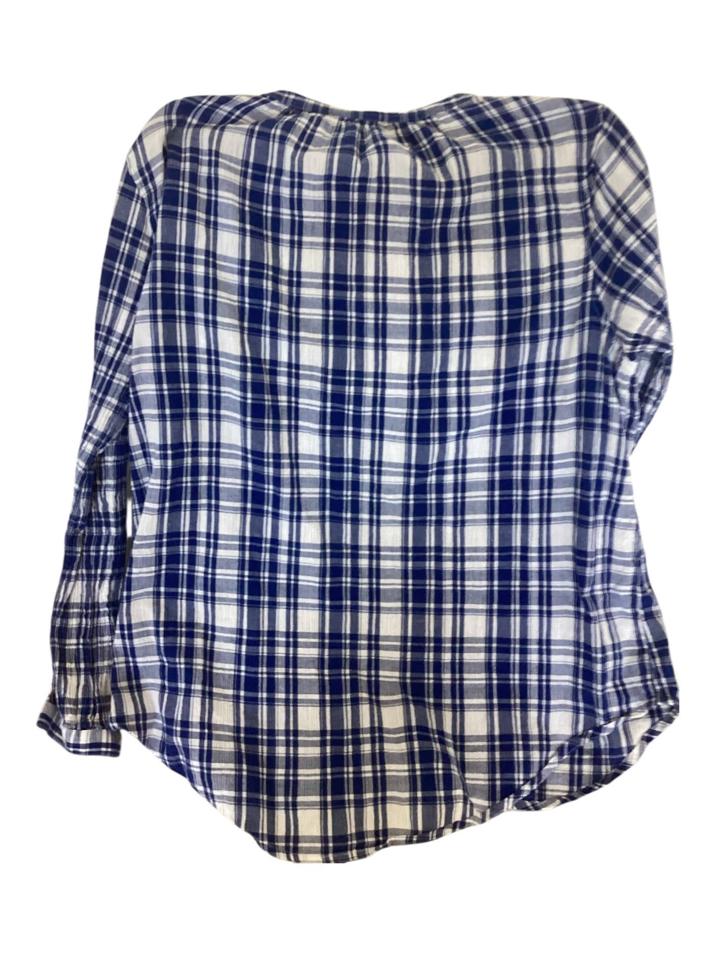 Blue and White Plaid Button Down Oversized Tunic