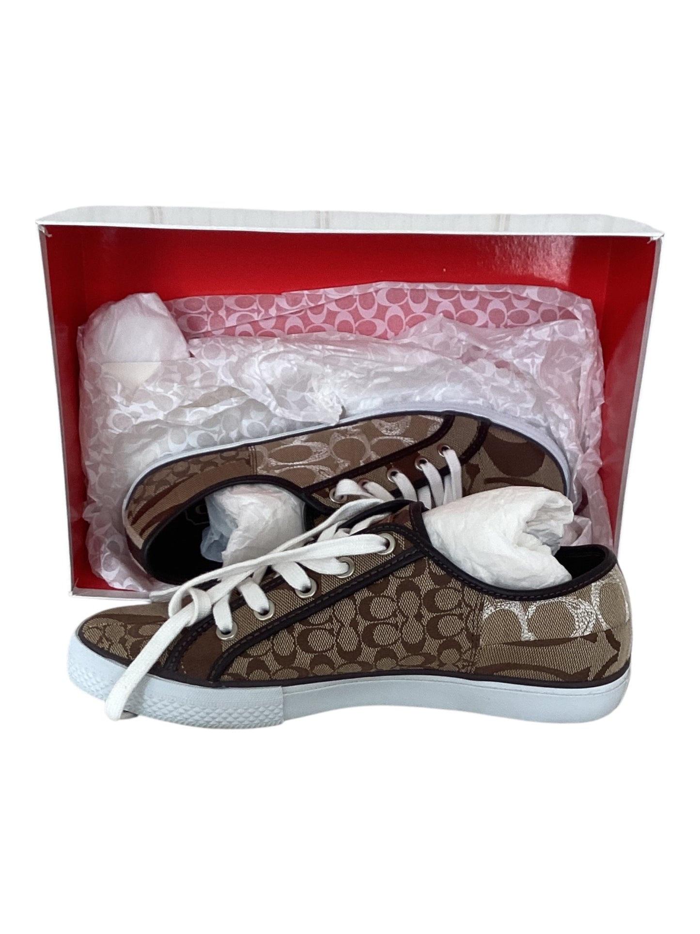 Women’s Coach Merl Sneakers Size 8 Color Bronze,Brown & Cream