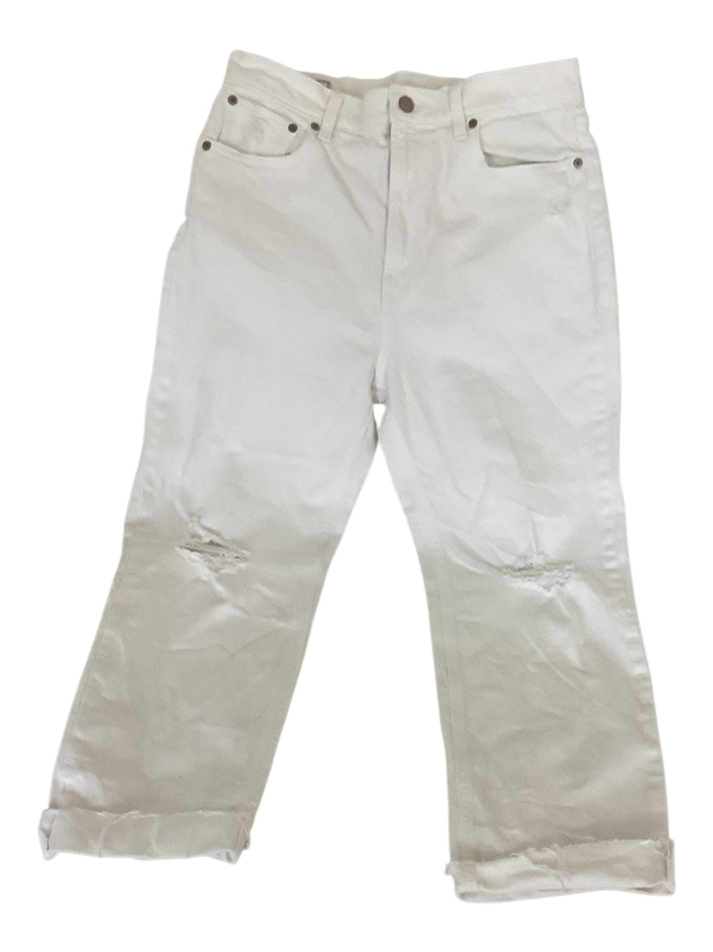 Gap Cheeky Straight Sky High Distressed White Jeans