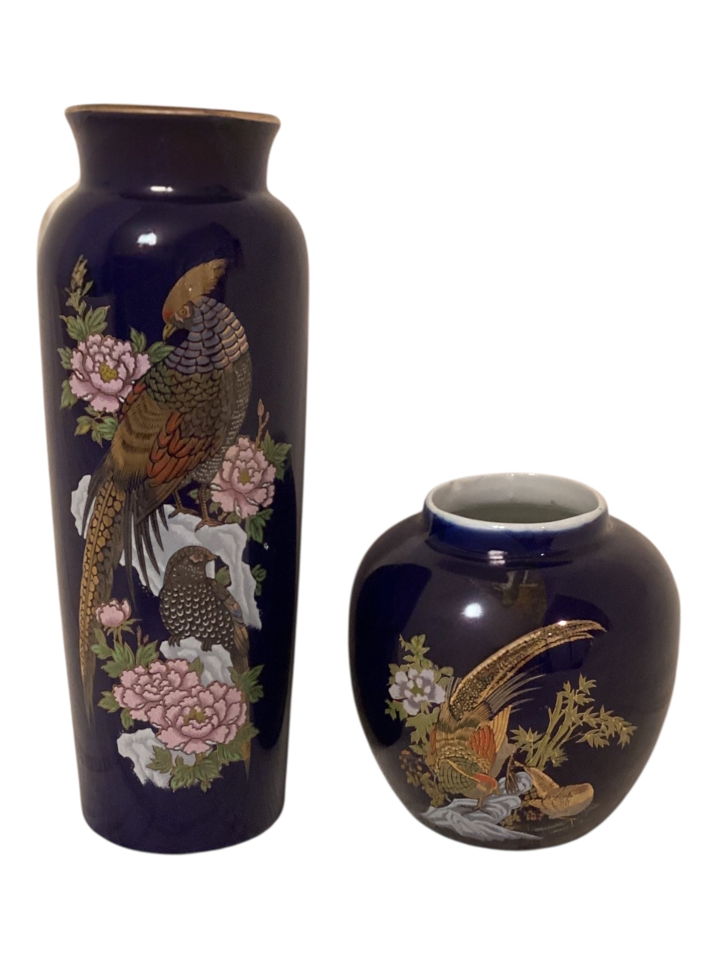 Vintage Porcelain 4” Ginger Jar & Vase Set