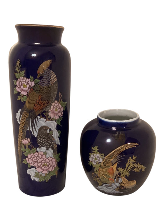 Vintage Porcelain 4” Ginger Jar & Vase Set