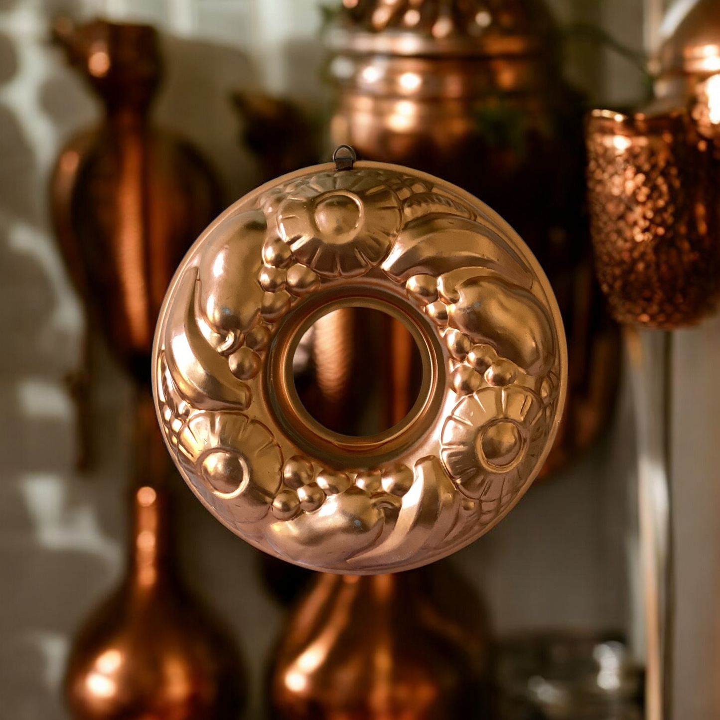 Vintage Copper Jello Mold with Wall Hook