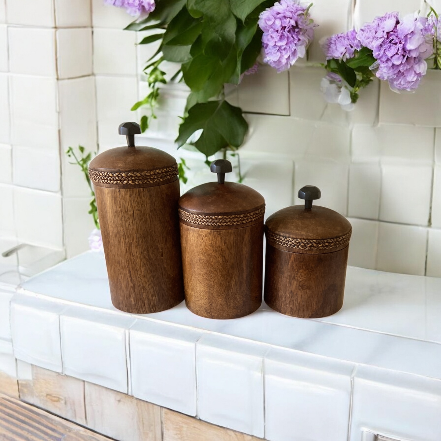 Vintage Interlude Home Inc Wooden Container set. Made in Thailand