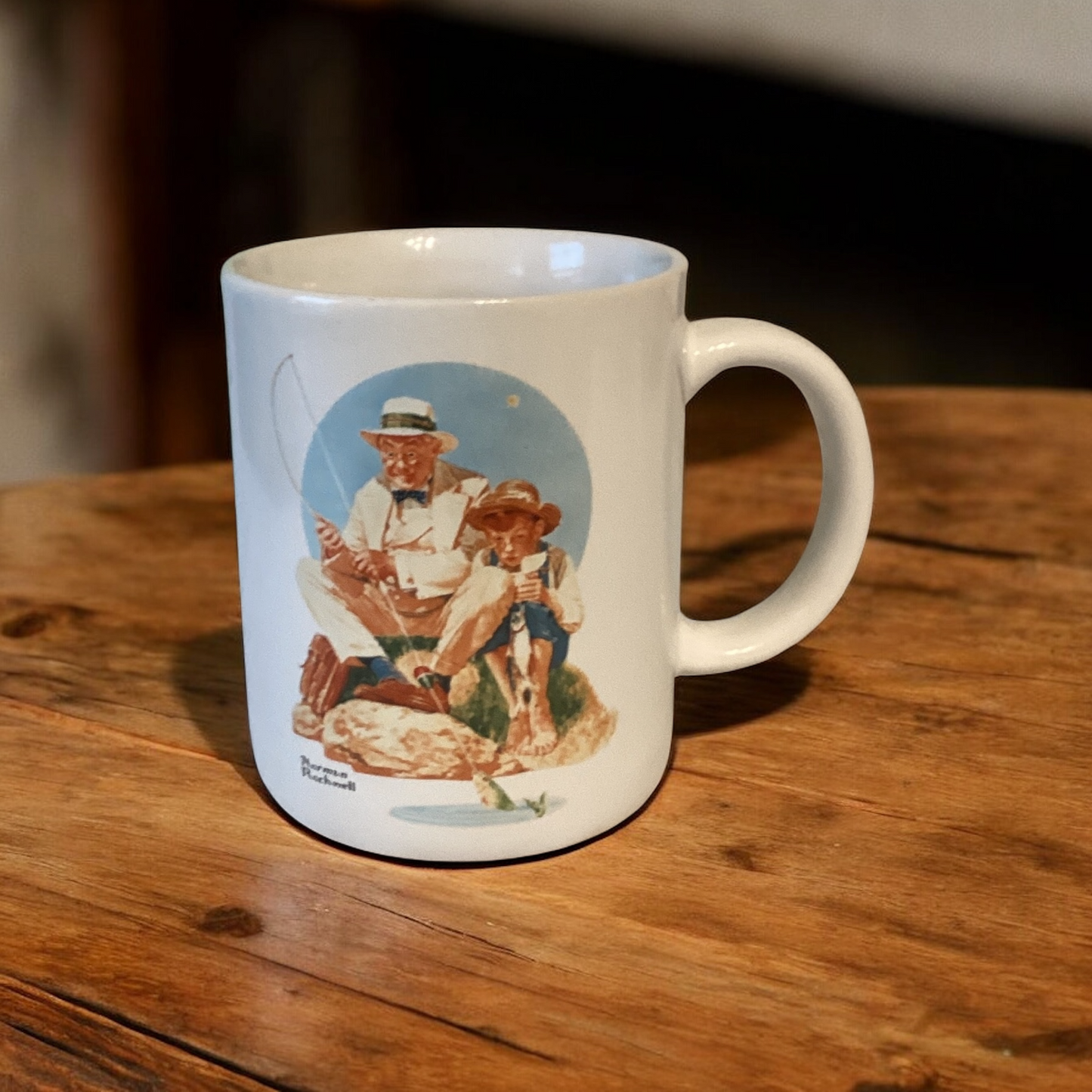 Vintage Norman Rockwell Mug (Catching the Big One)