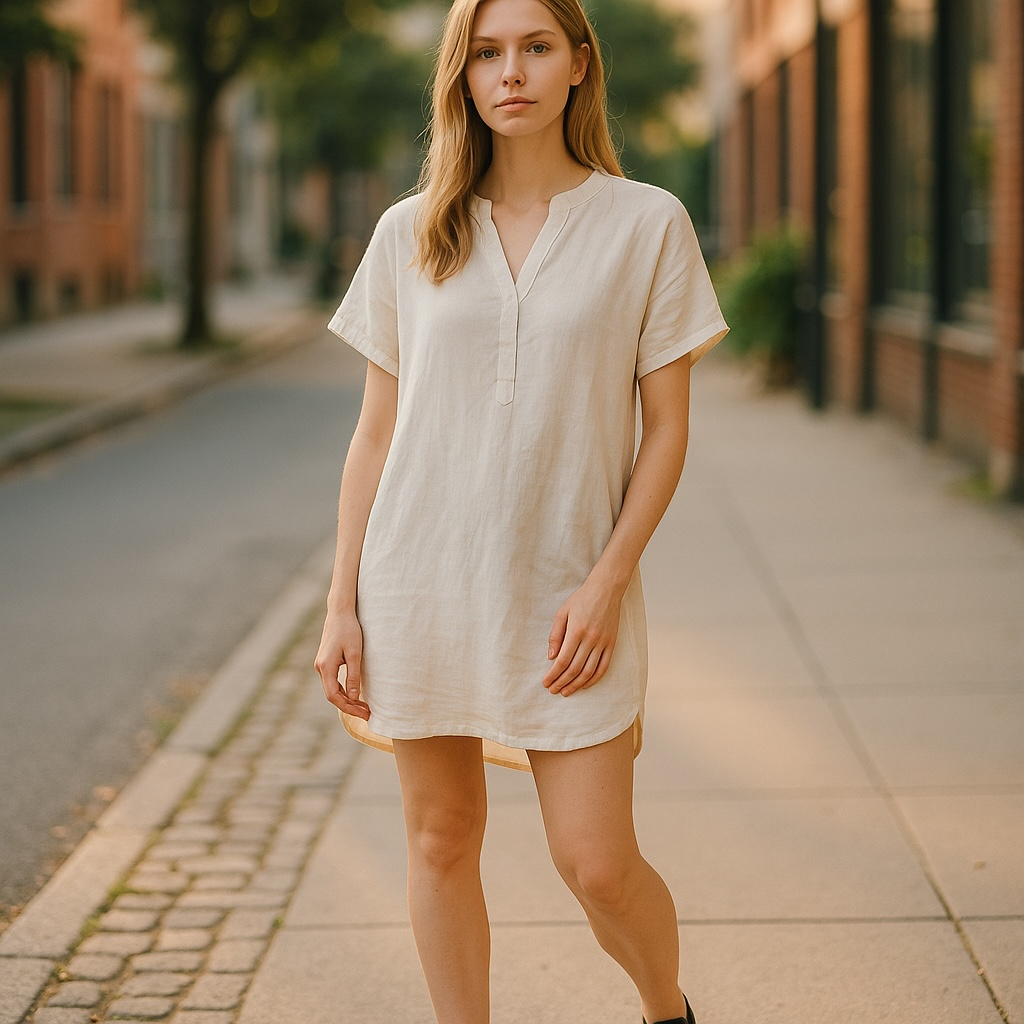 H&M Linen Blend Pop Over Shirt Dress Cover Up