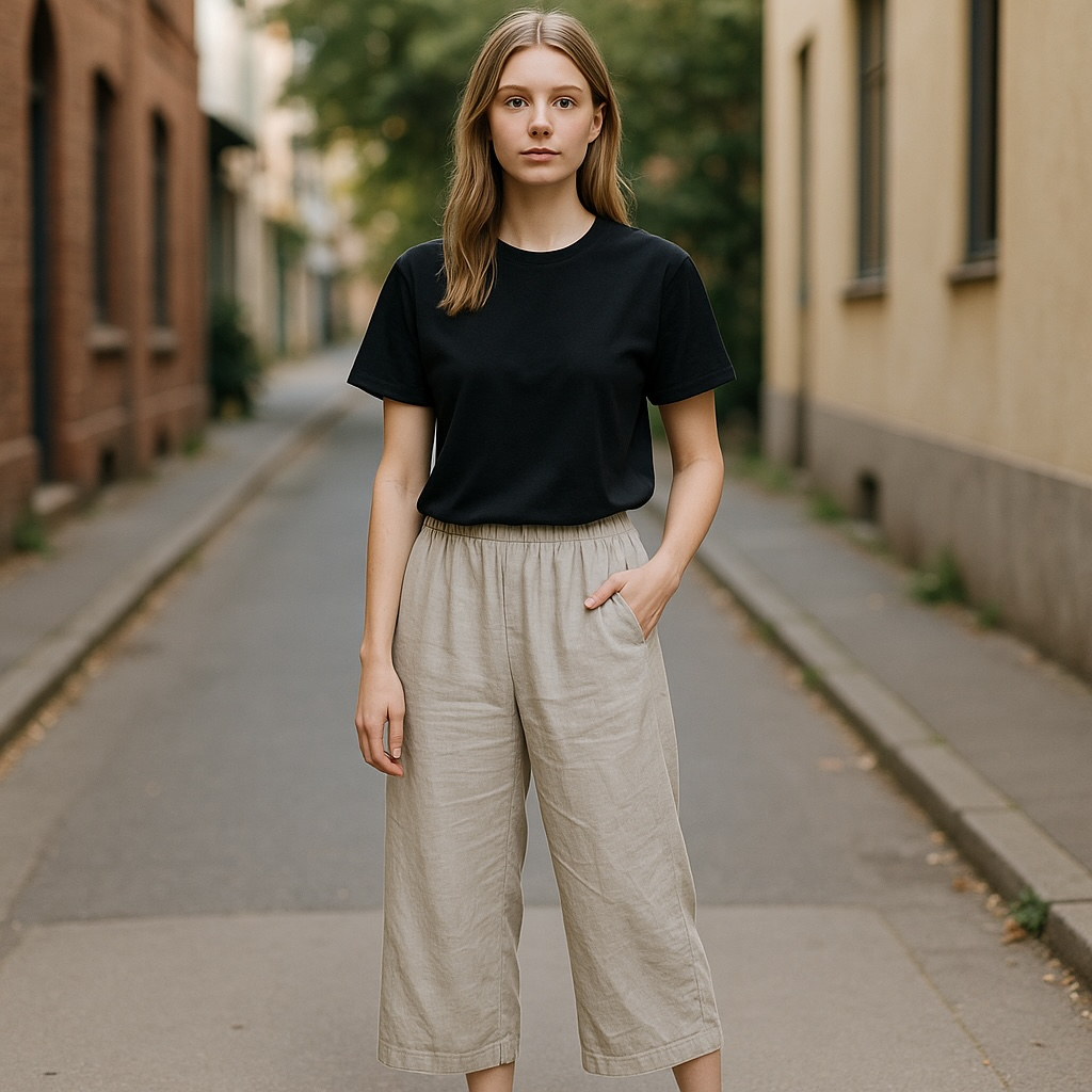 Match Point 100% Linen Wide Leg Capri
