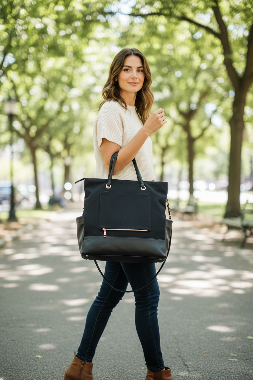 GILI Women’s Travel Tote – Black | Stylish Carry-On & Everyday Tote