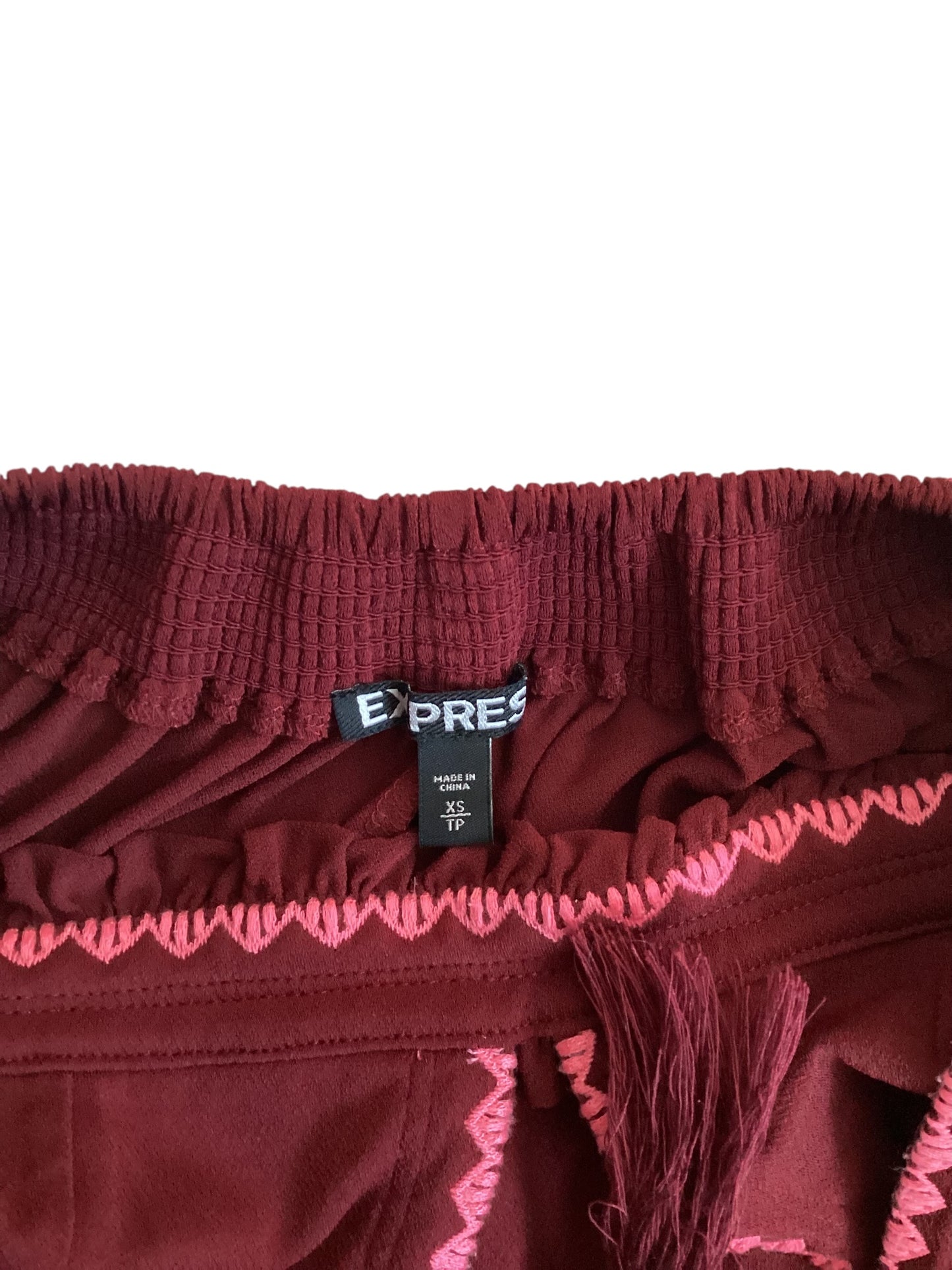 Express Maroon Pink Embroidered Hi-Lo Halter Maxi Dress Women’s Size XS