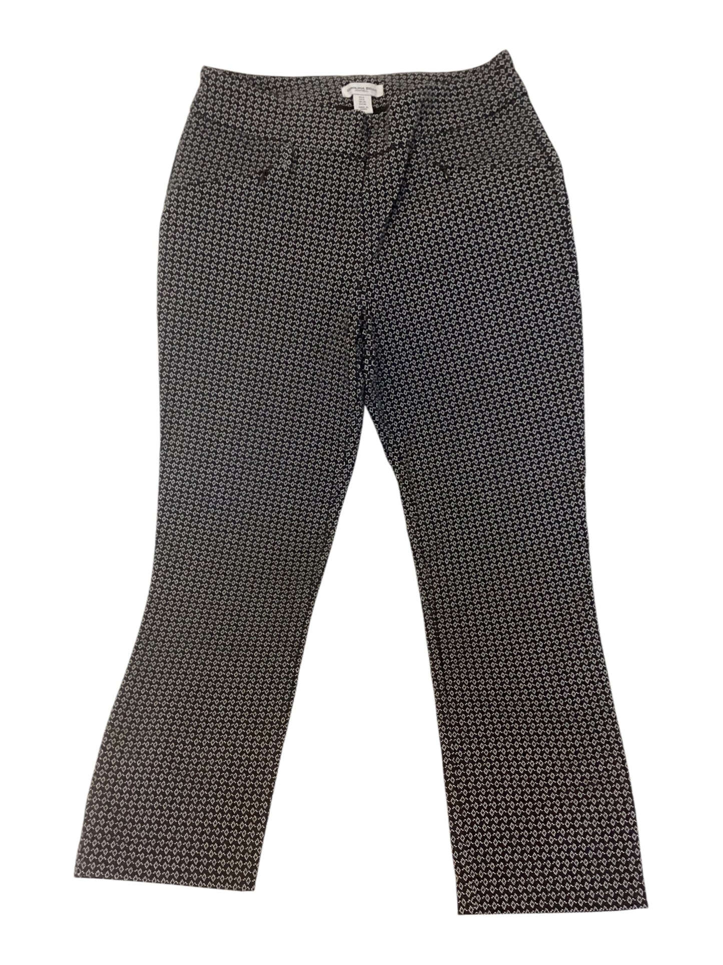 Carolina Belle Montreal Pants Women’s Size 6 – Black Print Flat Front Straight Leg Trousers