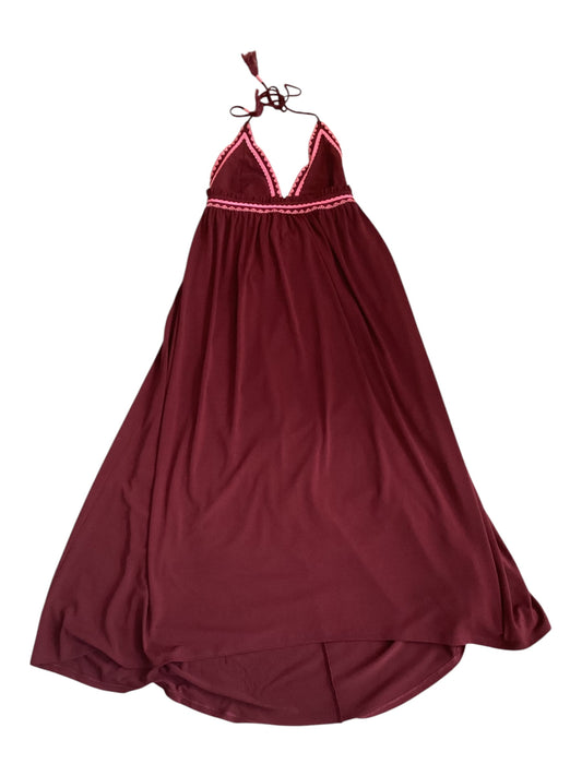 Express Maroon Pink Embroidered Hi-Lo Halter Maxi Dress Women’s Size XS