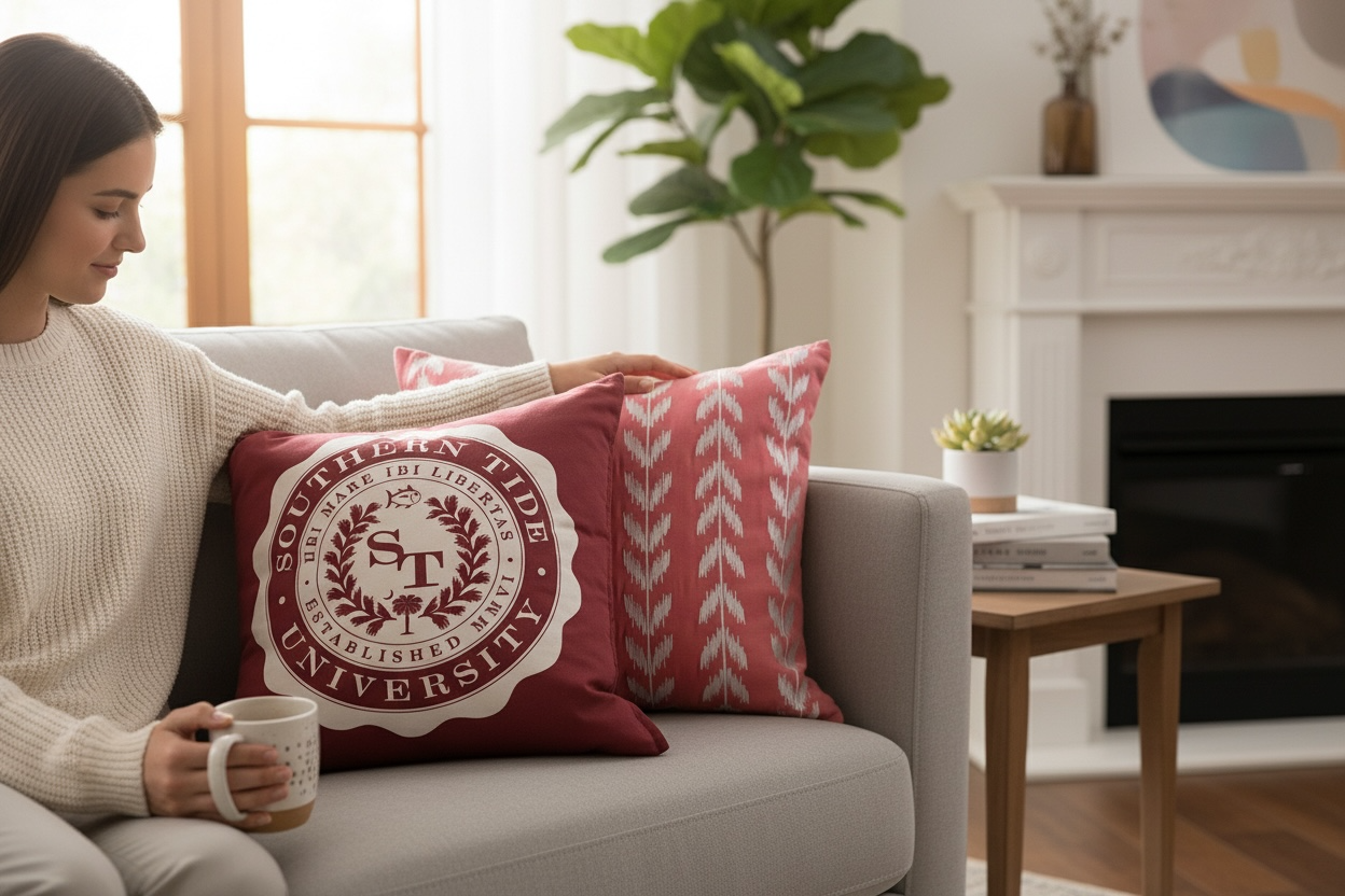 Southern Tide Accent Pillow Set – Pink & Dark Pink Decorative Throw Pillows 18x18 and 16x16 Spring Coastal Home Décor