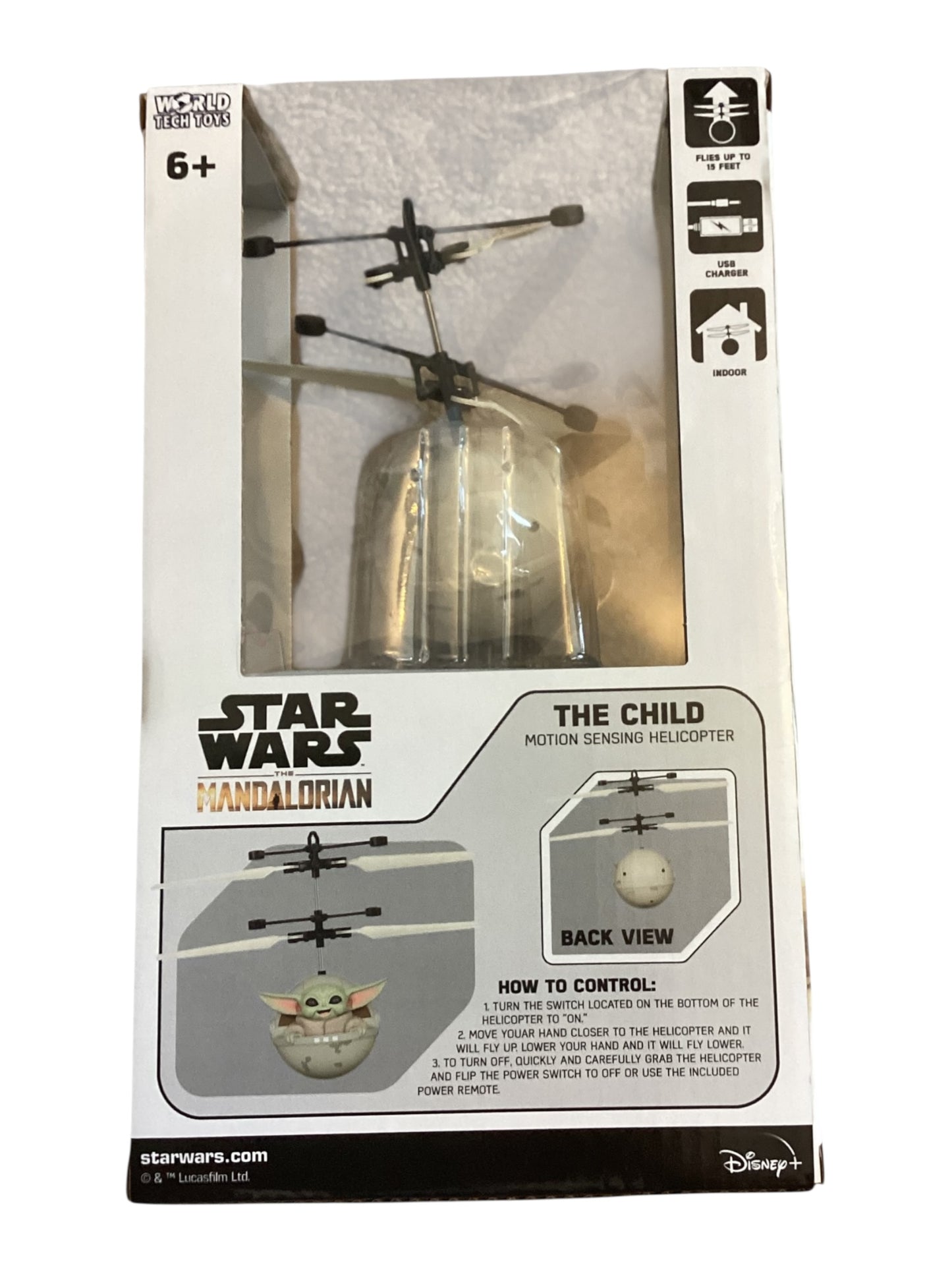 Star Wars The Mandalorian The Child Baby Yoda Sculpted Head UFO Helicopter – Flying Toy Collectible Gift