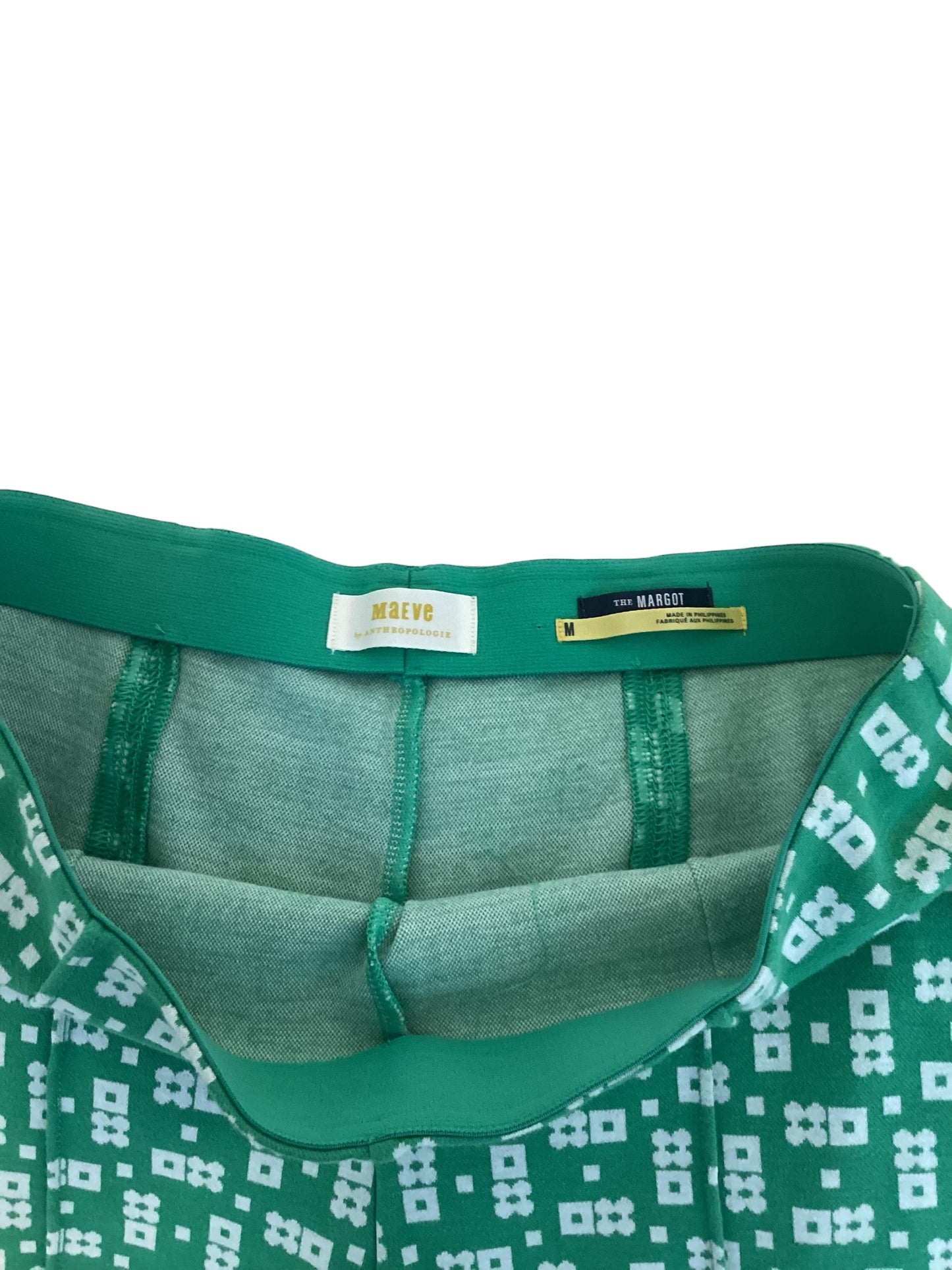 Maeve by Anthropologie “The Margot” Cropped Kick Flare Pants – Women’s Size Medium – Green Pattern
