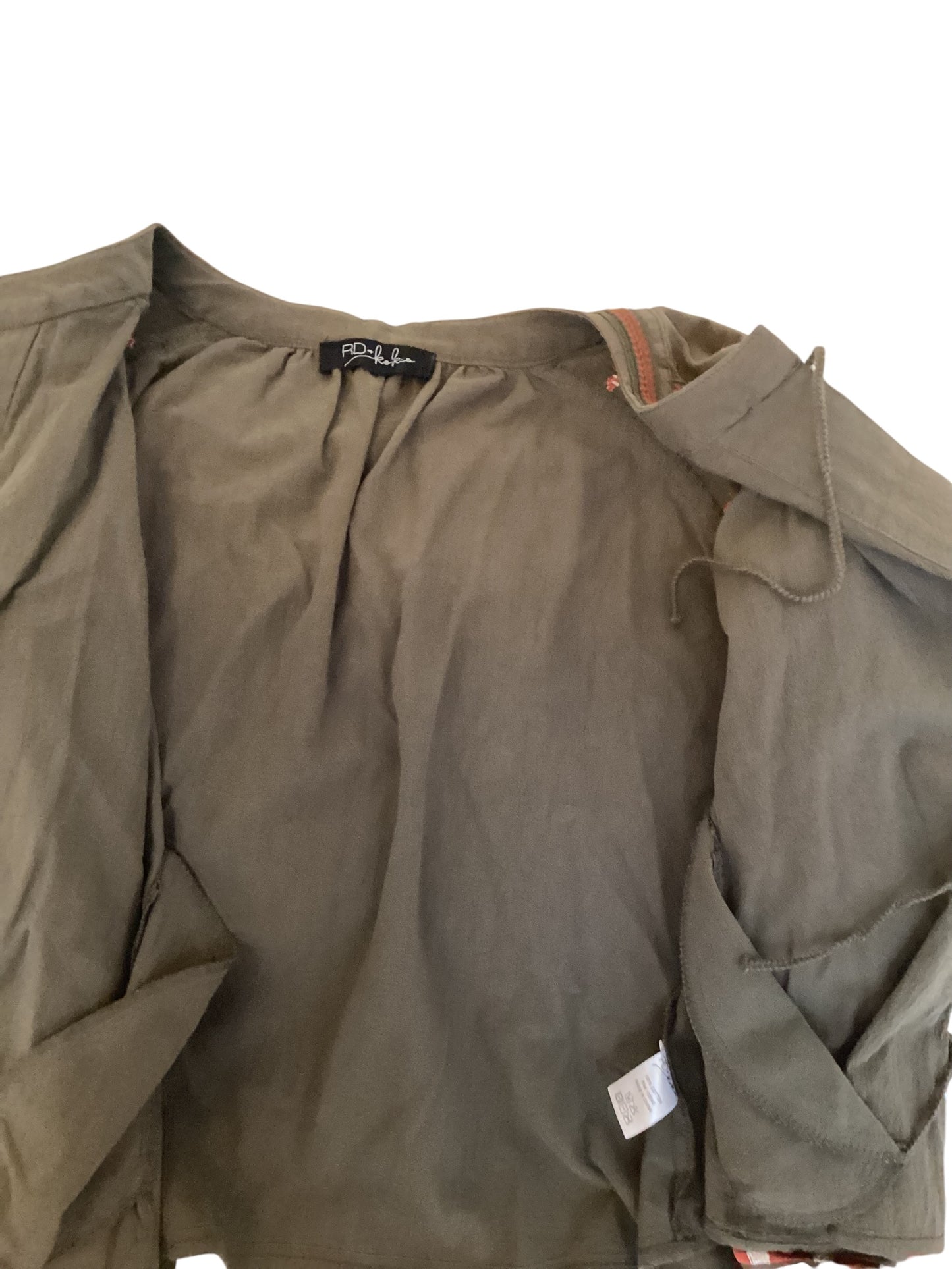 Anthropologie RD & Koko Embroidered Jacket Women’s Small Olive Green Boho Statement Layer