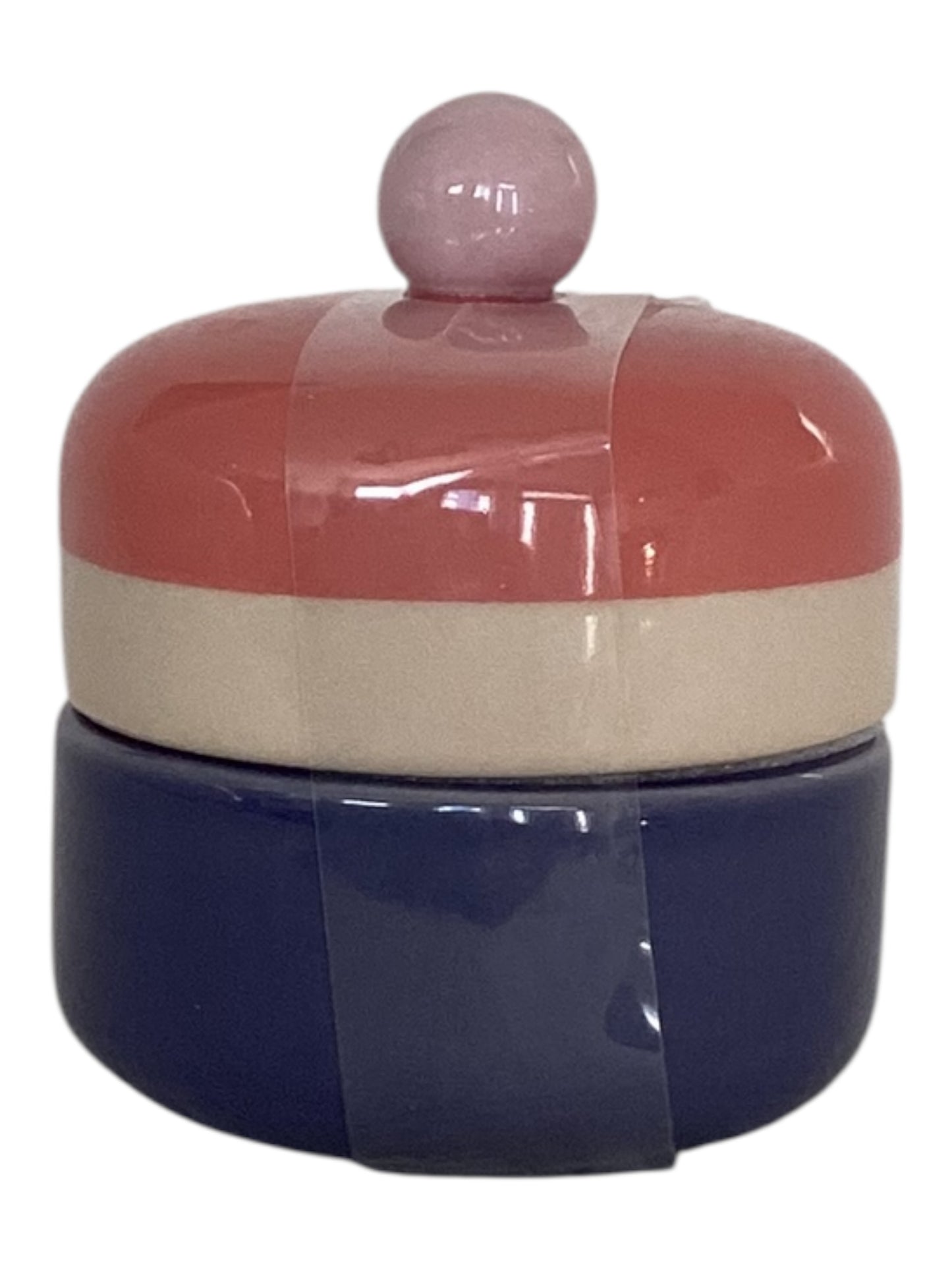 Jungalow for Opalhouse Decorative Storage Canister with Lid – Coral, Beige & Muted Blue Boho Home Décor Jar