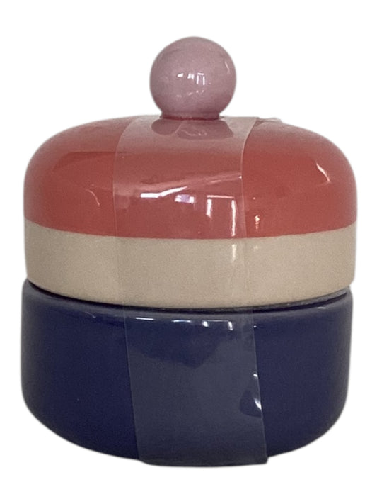 Jungalow for Opalhouse Decorative Storage Canister with Lid – Coral, Beige & Muted Blue Boho Home Décor Jar