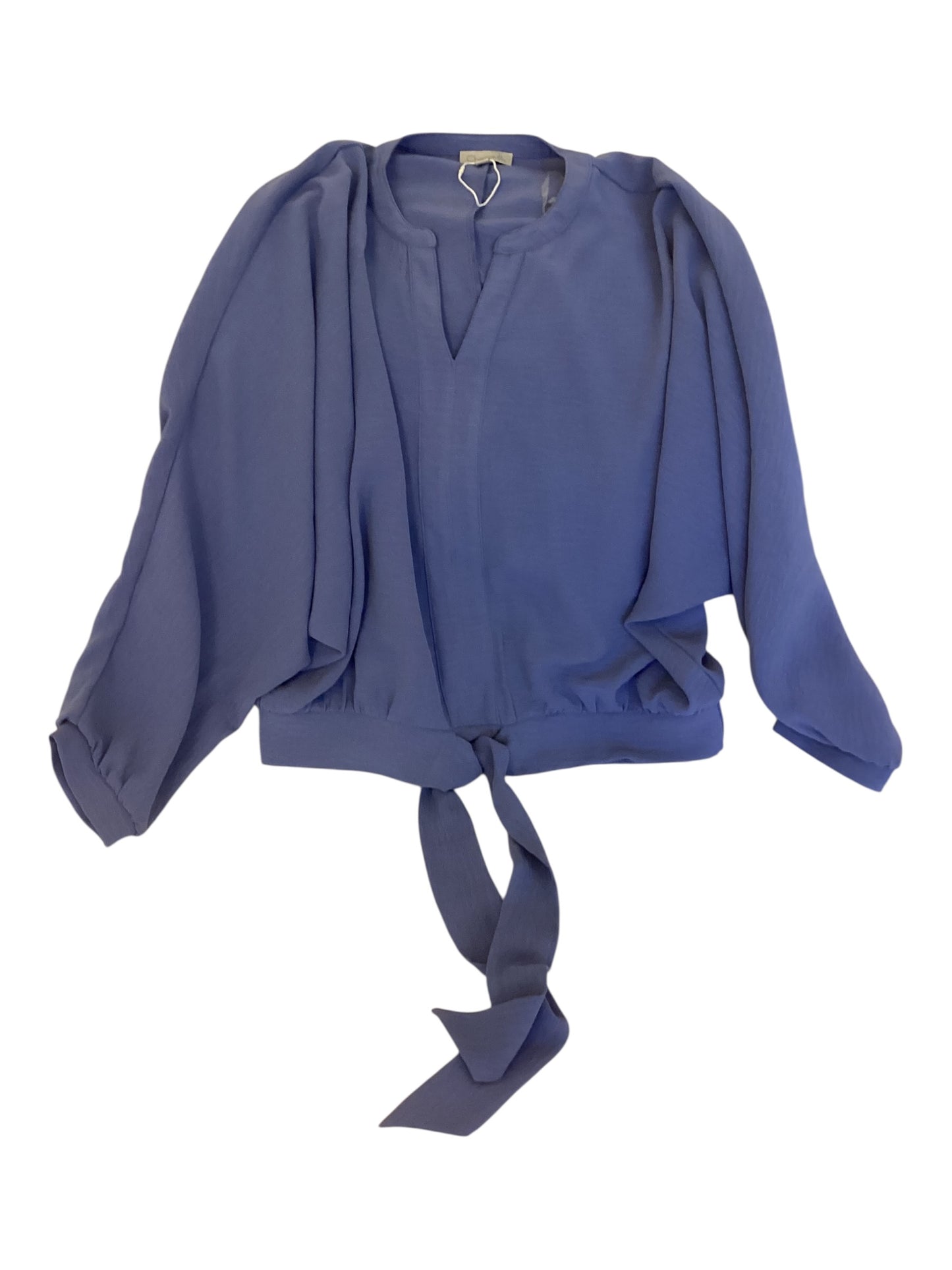 Women’s Chenault Surplus Long Sleeve Wrap Top – Blue | Size Medium | Classic Chic Blouse