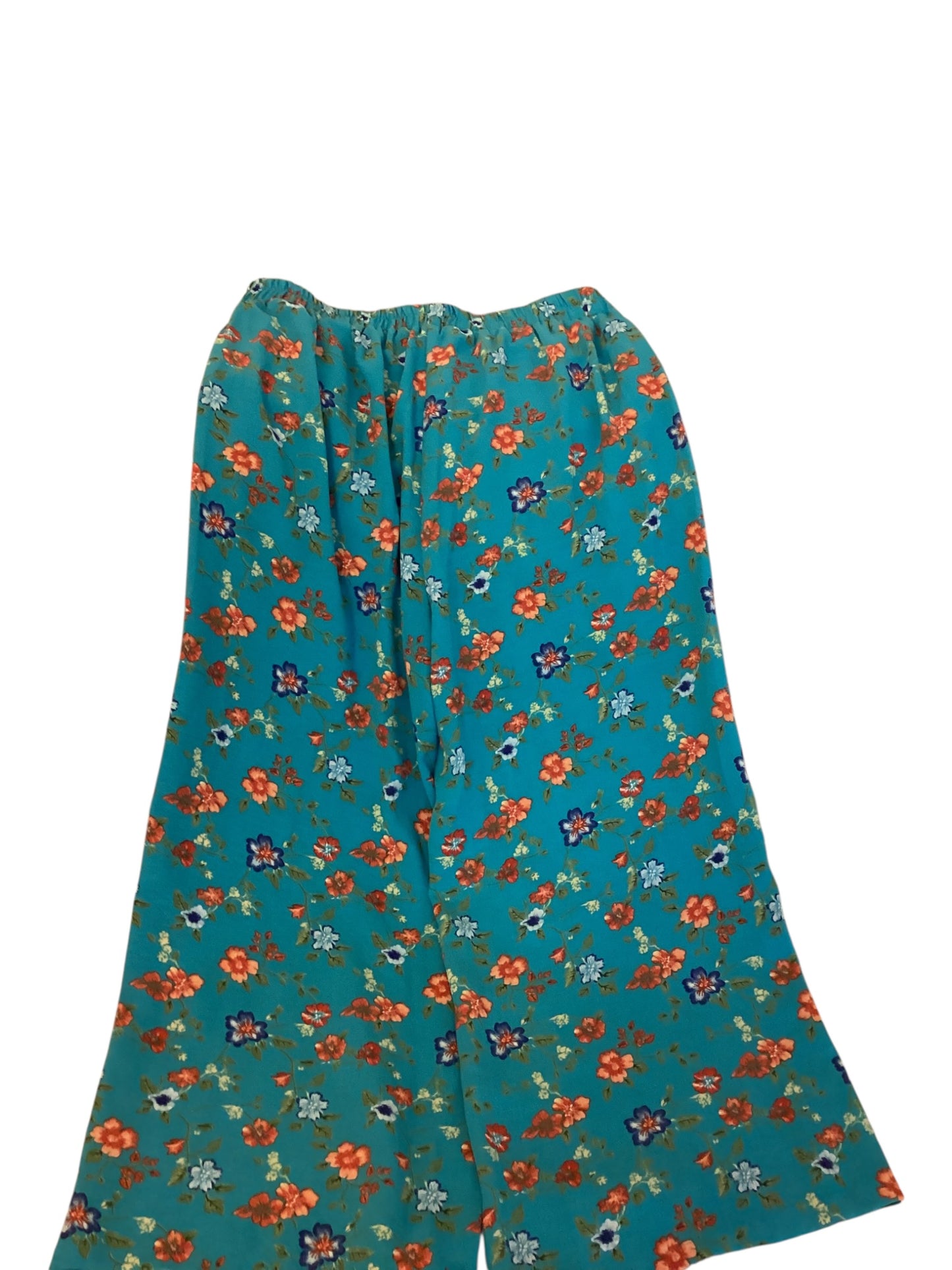 Women’s Iwollence High Waisted Wide Leg Flowy Pants Size M – Blue Floral Casual Boho Trousers